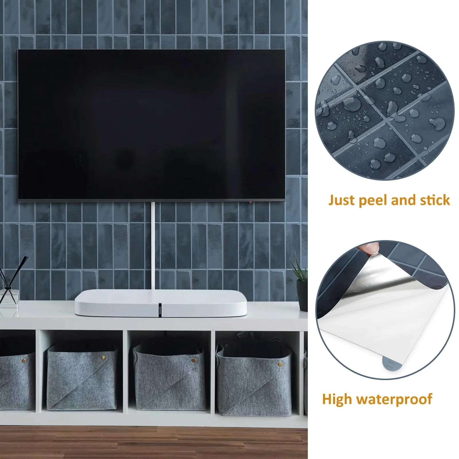 Modern Grey Vinyl Flooring Vinyl Plank Flooring - Vinyl Blue for Kitchen, Bathroom Model EF6C64