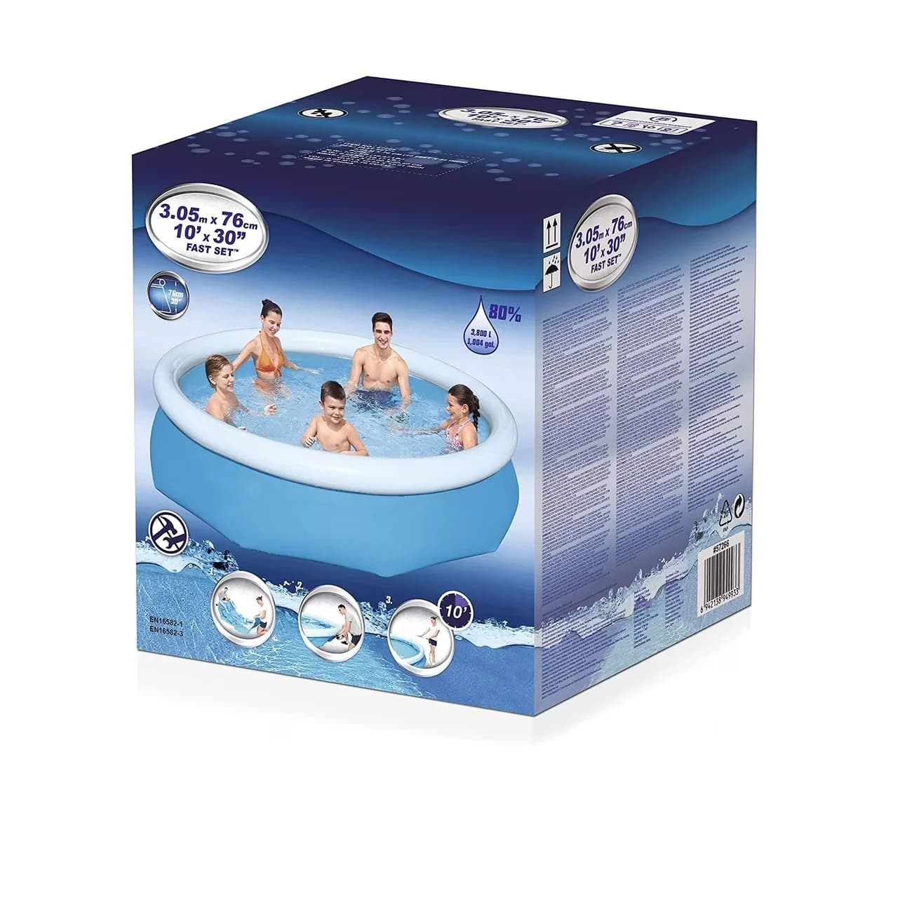 Classic Inflatable Pool with Puncture Resistant, 10ft Round Easy Set Kids Swimming, Filter Pump - Blue Model EC3691