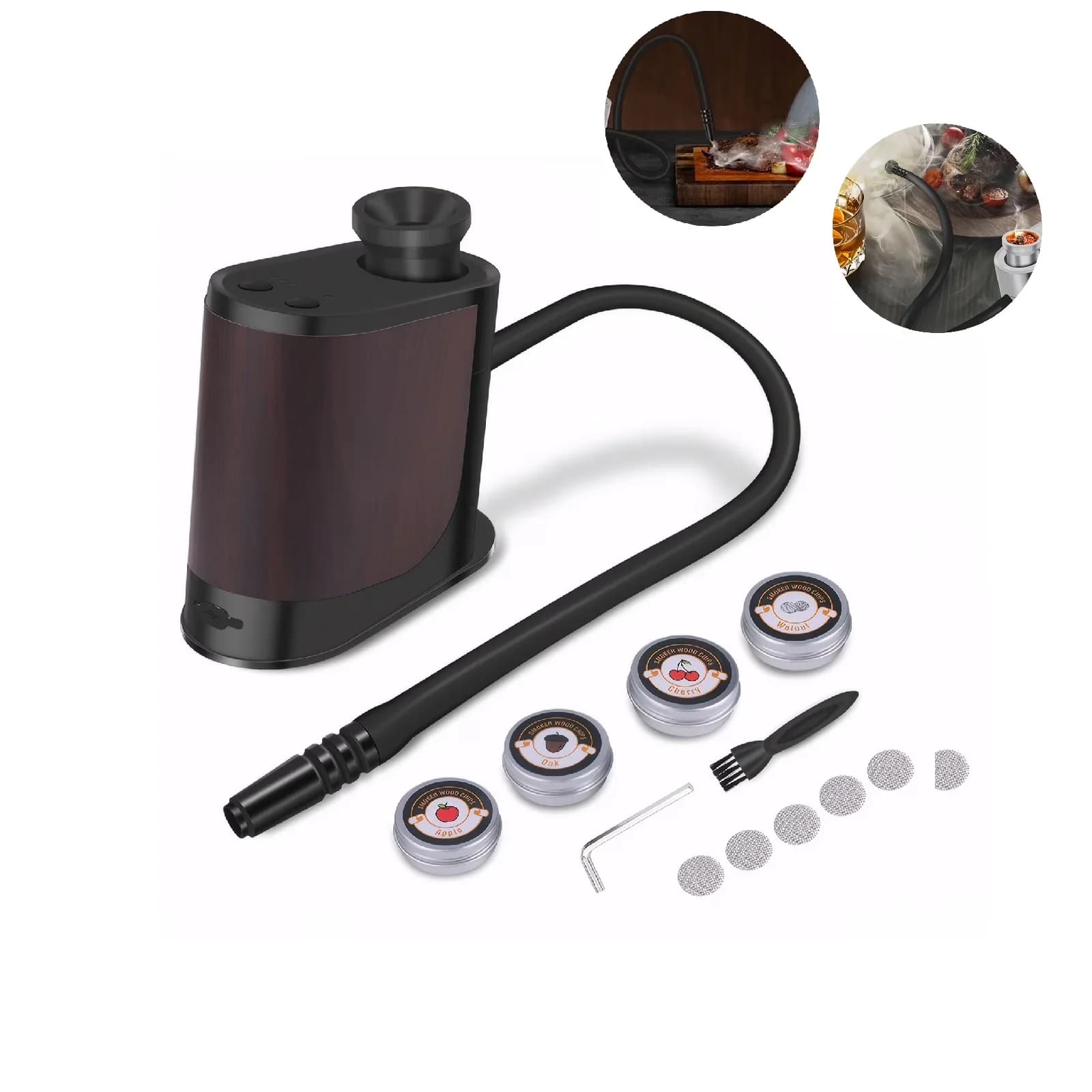 Innovative Smoker with Handheld Smoke Infuser, Electric Gun Food - Food-Grade Stainless Steel,Heat-Resistant Abs Plastic Black Model 609DC9