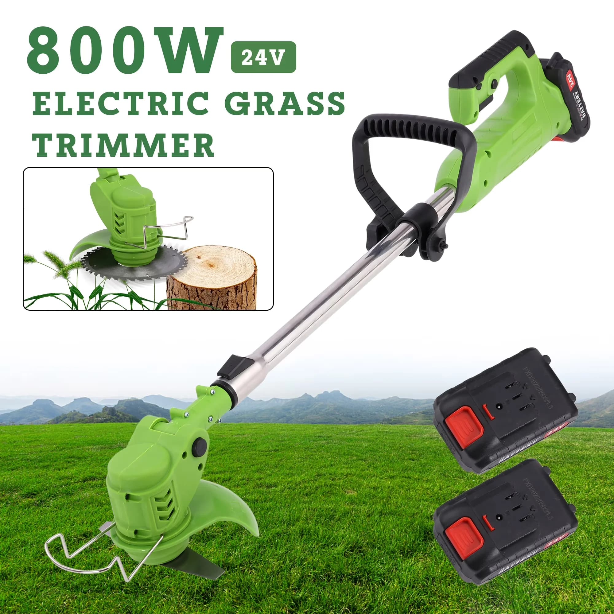 Modern String Trimmer with Battery, 24V, Brushless - Green - Modern Design Model 5A2565