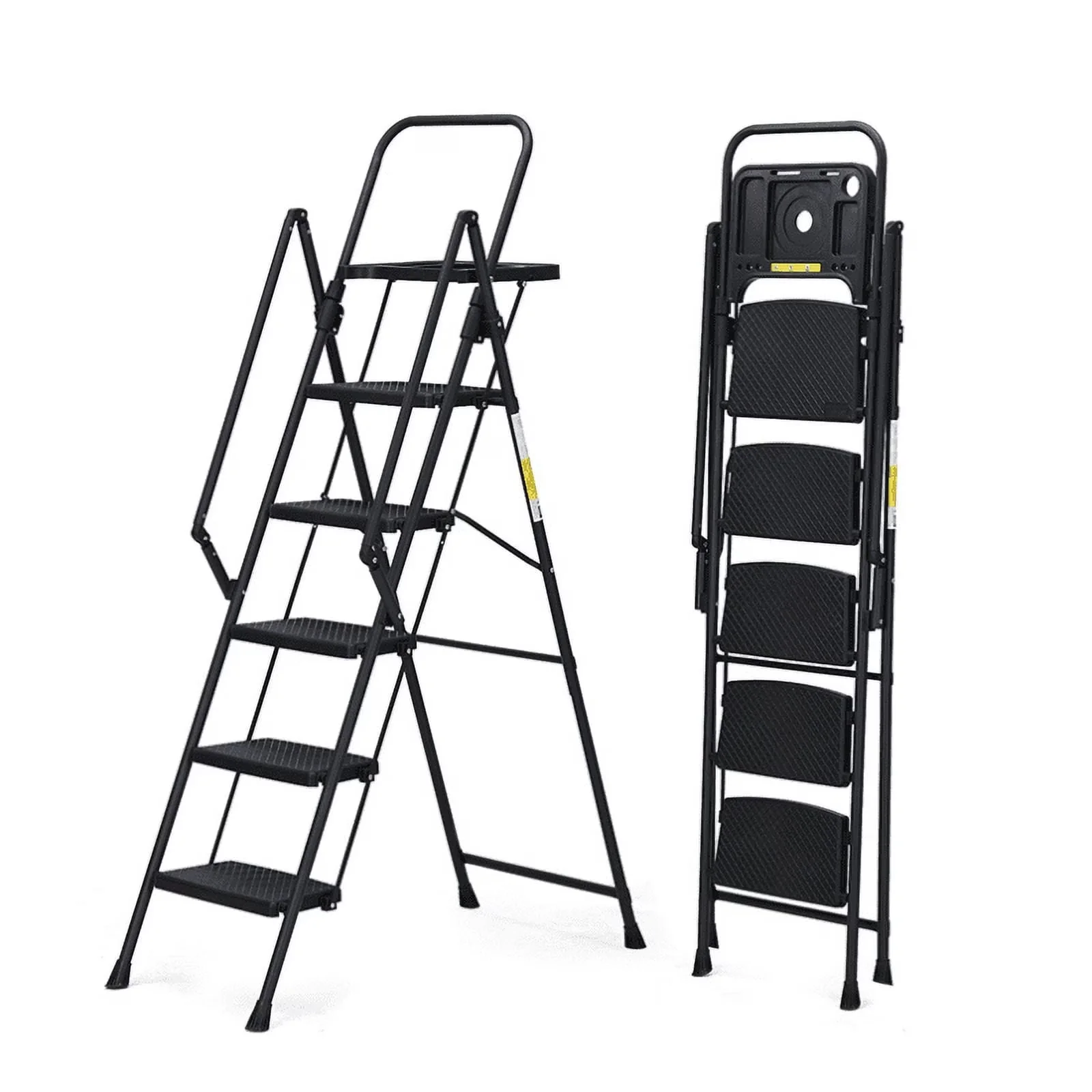 Professional Ladders And Step Stool with Easy To Clean, Collapsible, Metal Frame - Black Steel Model 17FE3E