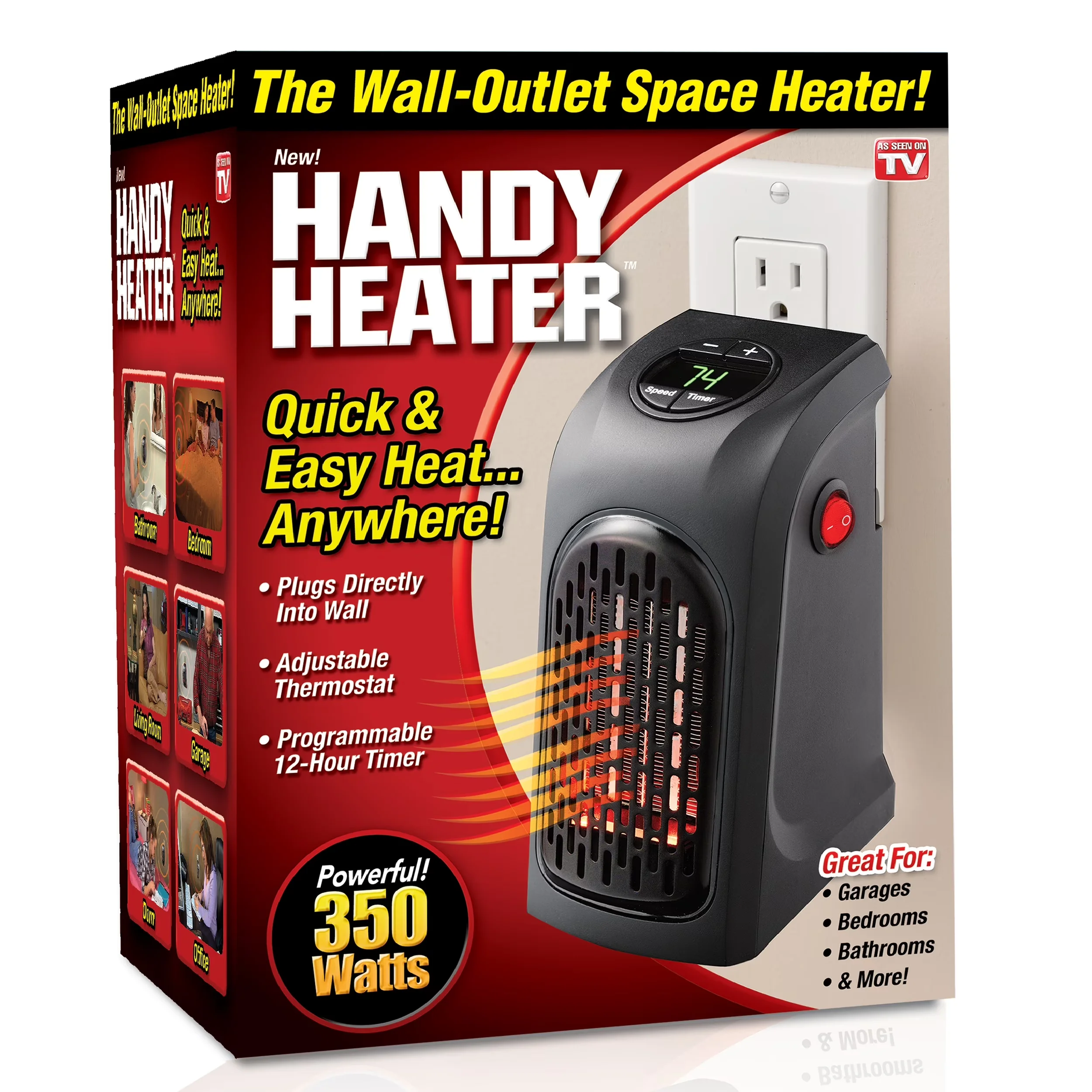 Portable And Electric Space Heater Modern with 350W, Temperature Controlled, Personal Ceramic - Black Model 0442CD