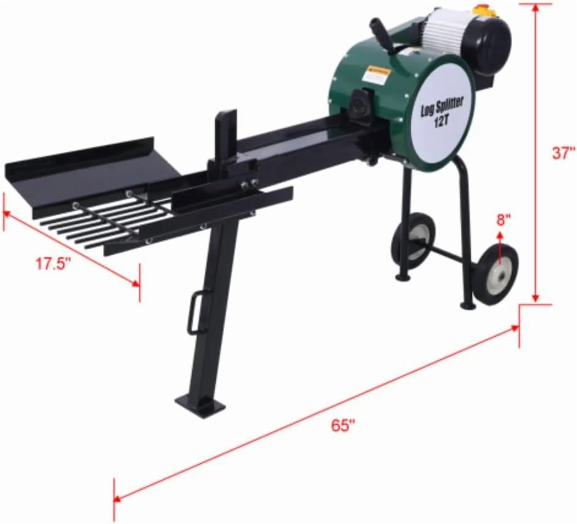 Versatile Logsplitter with Wheeled, 20-inch 12 Ton Electric Log Splitter - Green Model 2DE585