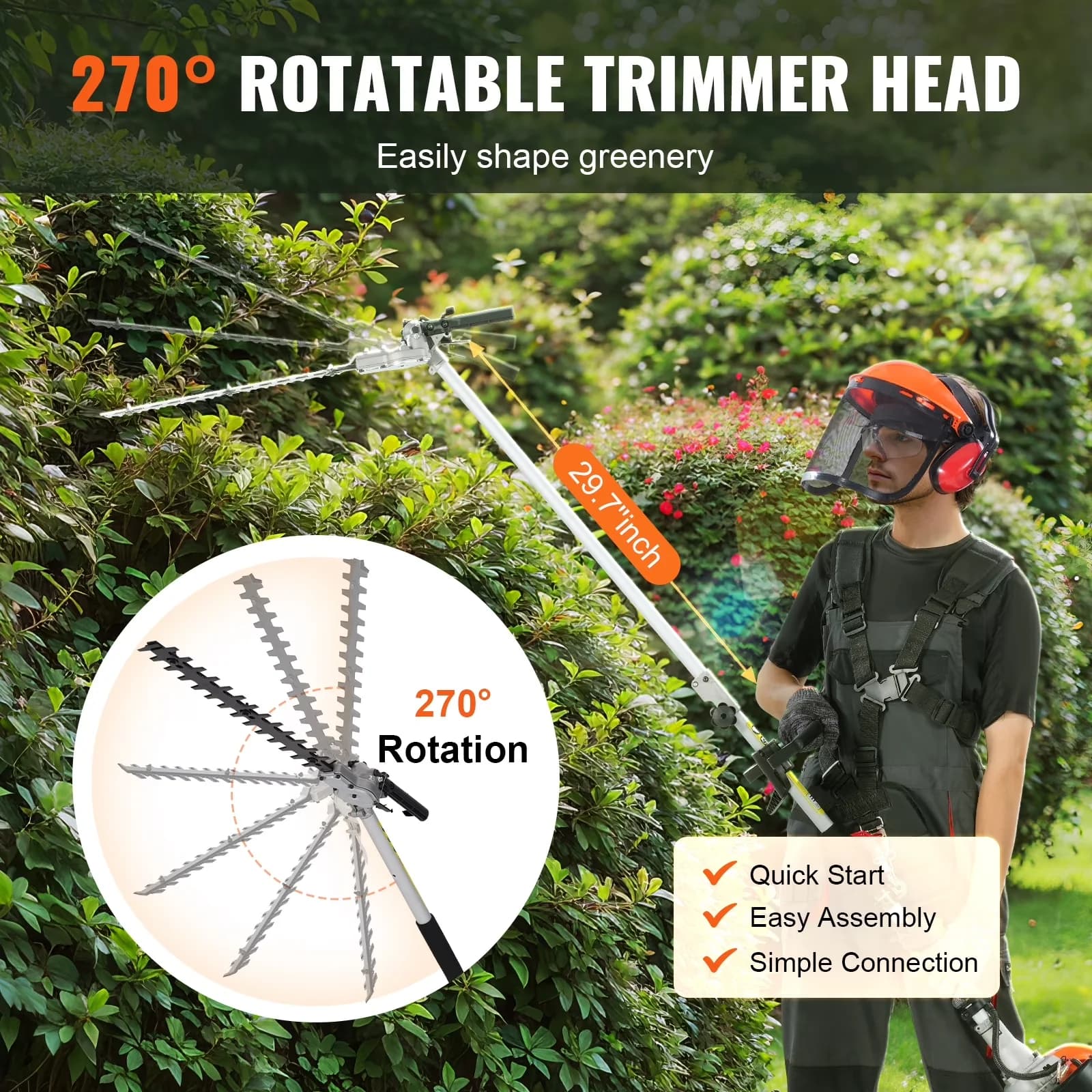 String Trimmer Stylish with Gas Hedge, Weed Eater, Extension Pole - 26CC Model 08805F
