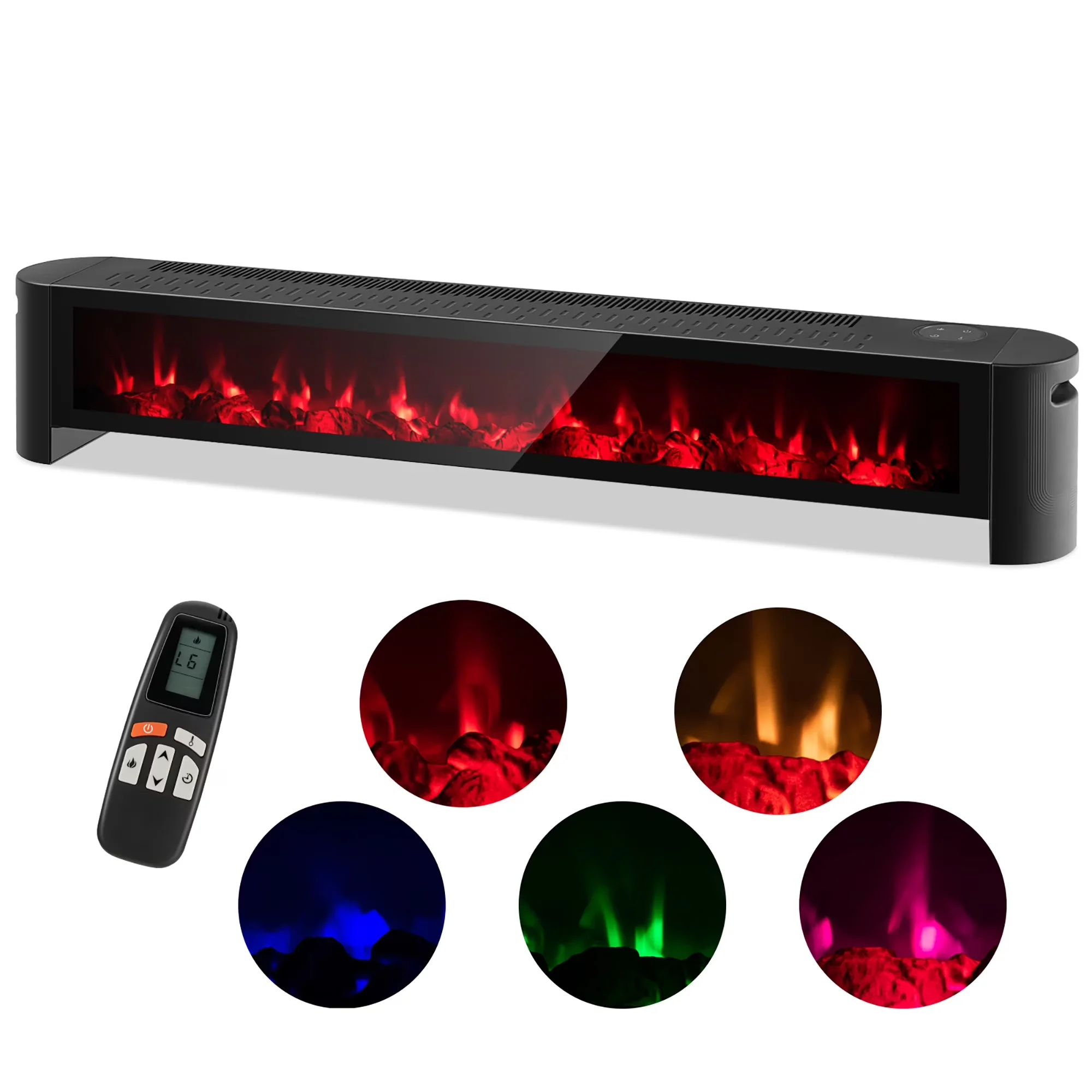 Durable Portable And Electric Space Heater with 1400W, Remote Controlled, 1400W Baseboard Convection - Black Model 82287C