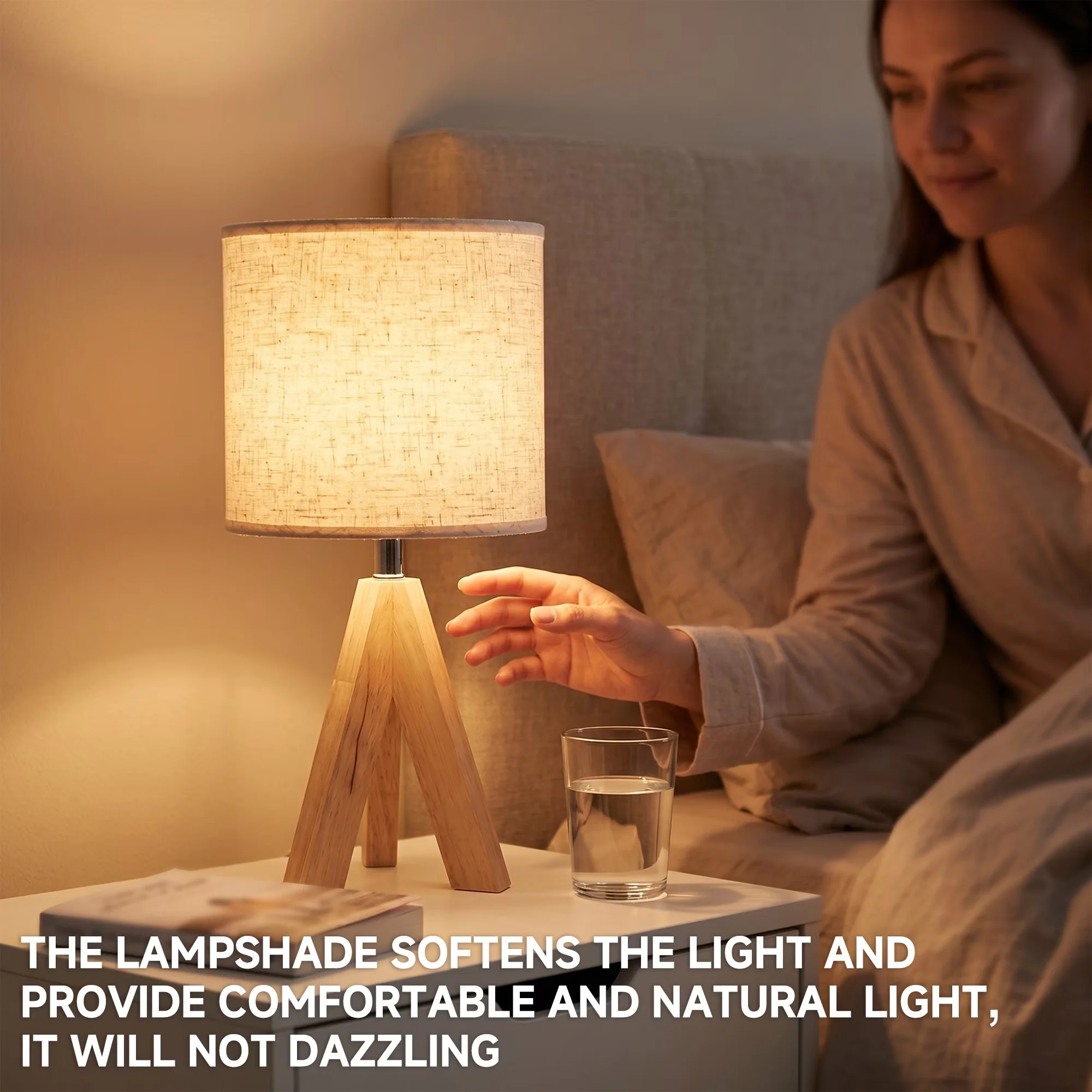 Lamp Premium with LED, Modern, Table - Brown Wooden - Sleek Profile Model 169CC7