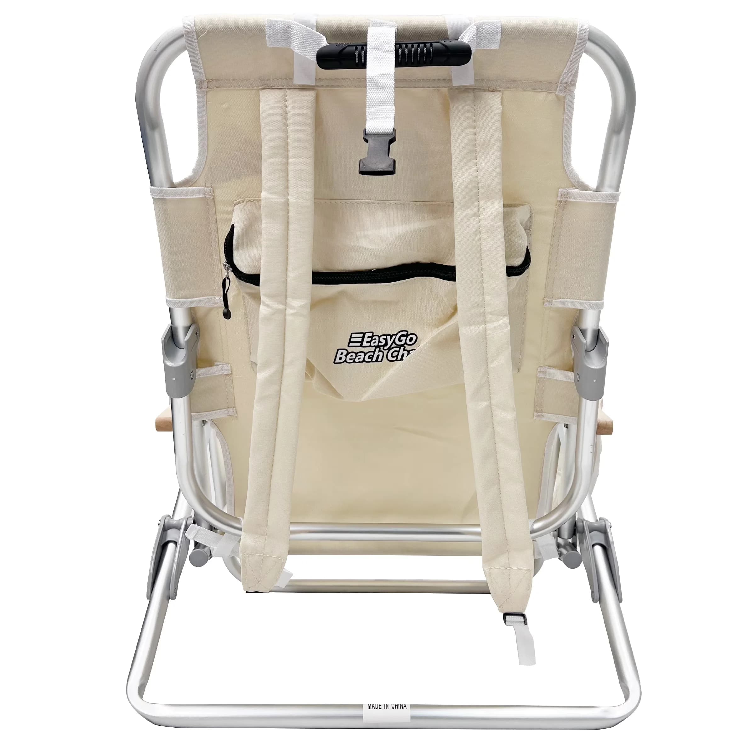 Versatile Beach Chair with Folding, 5 Positions and Cup Holder Pouch on Side, 1 Pack TAN - 1 Pack Model 9343CA