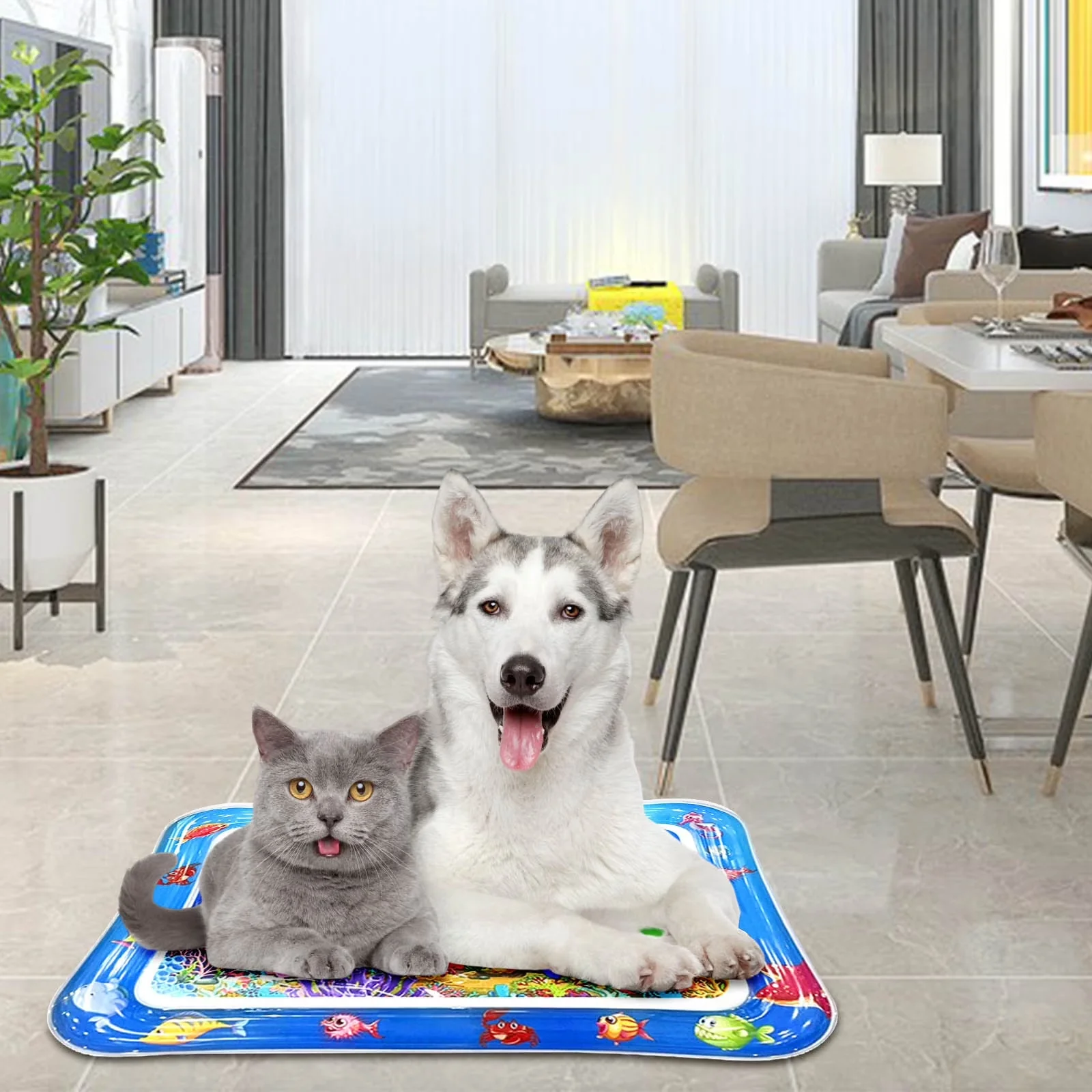 Inflatable Pool Innovative with Portable, Folding - A Plasticsa Fishing Theme Water Sensory Mat With Floating Toys Outdoor Summer... Model 7F288D