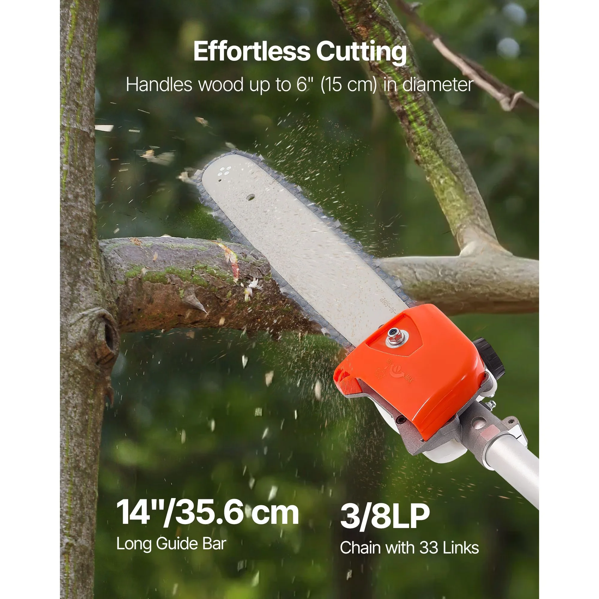 Premium Pole Saw with Tool-Less Chain Tensioning, Telescoping - 52CC for Daily Use Model E874BA