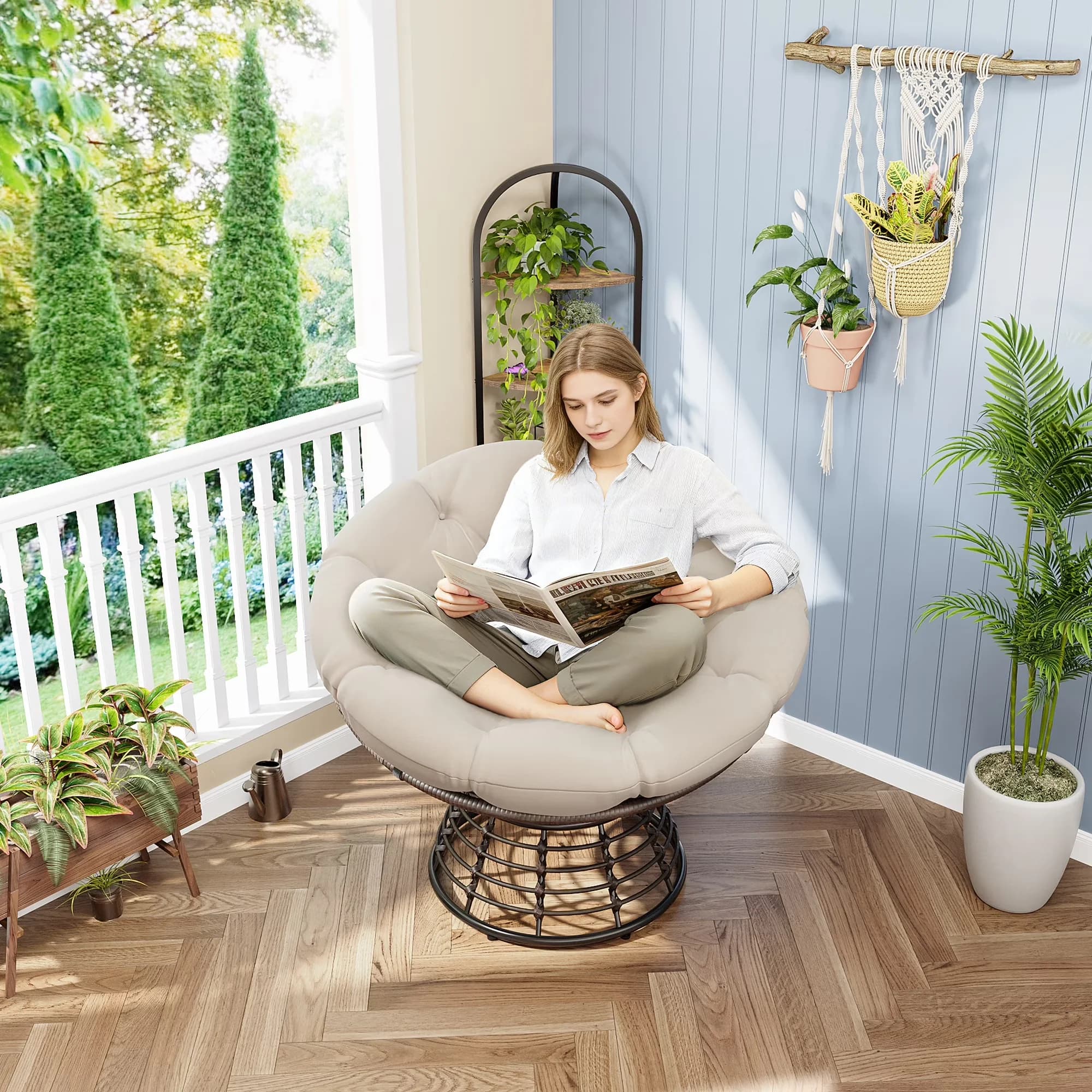 Patio Chair Professional with Swivel, Product Style:European - Foam,Plywood,Pu Leather Silver for Living Room, Bedroom Model C848E1