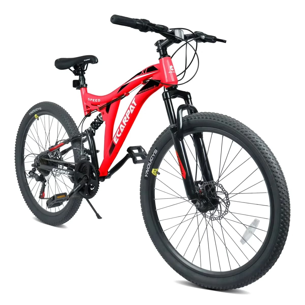 Classic Mountain Bike with Adjustable Seat Height, Alloy Rims, Full Suspension Steel Frame - 26 Inch Red Model AC89ED