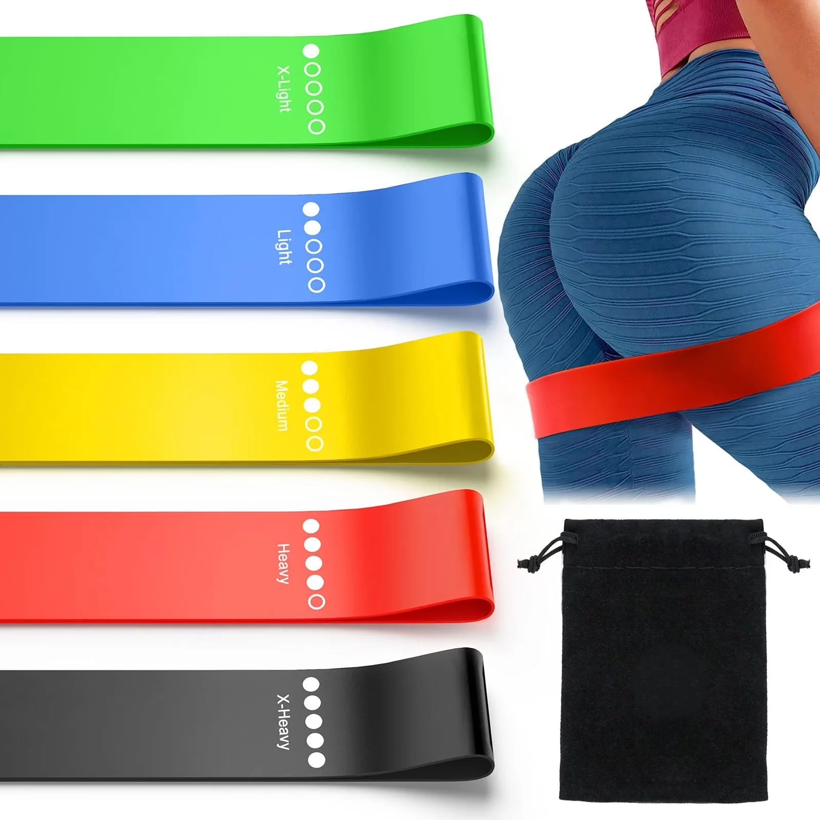Stylish Home Gym with Anti-Slip, 5 PCS Resistance Bands - Latex Multicolor Model 743DD2