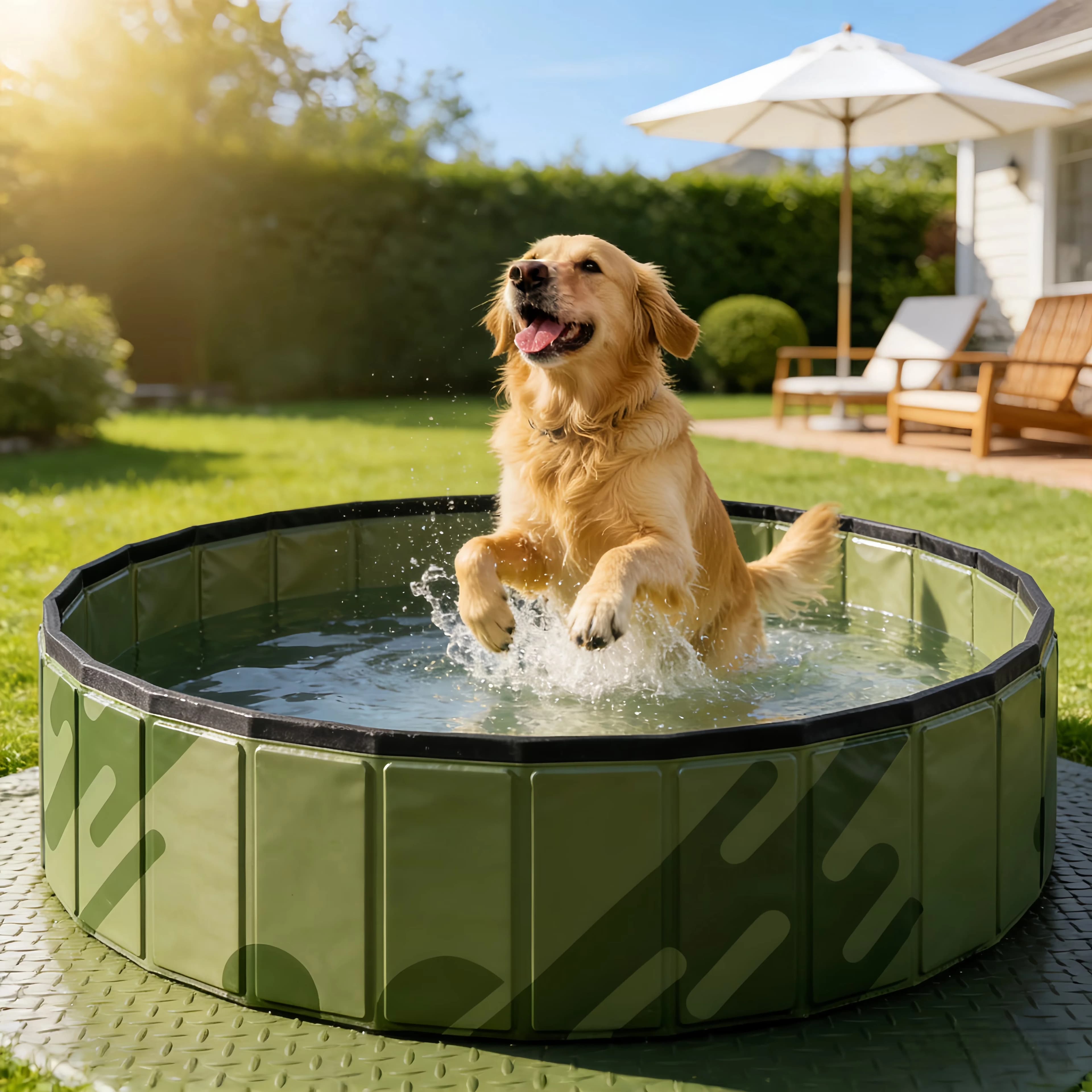 Modern Inflatable Pool with Fade Resistant, Multifunctional Container, Compact inflatable design. - Green Model 4216EF