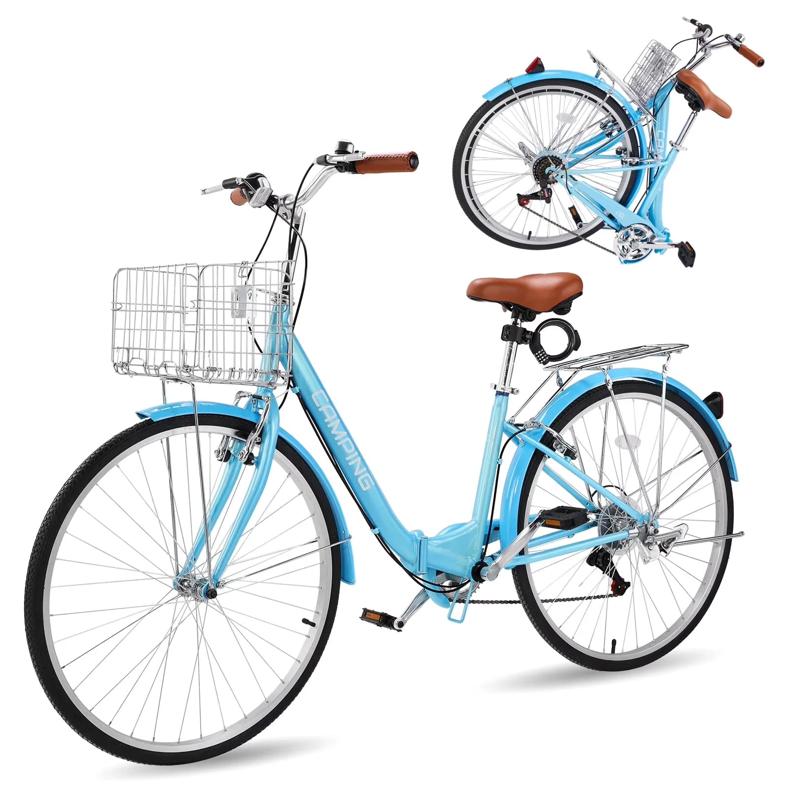 Cruiser Bike Professional with Adjustable Speed, Foldable, 26in Folding Beach - Blue Model 863588