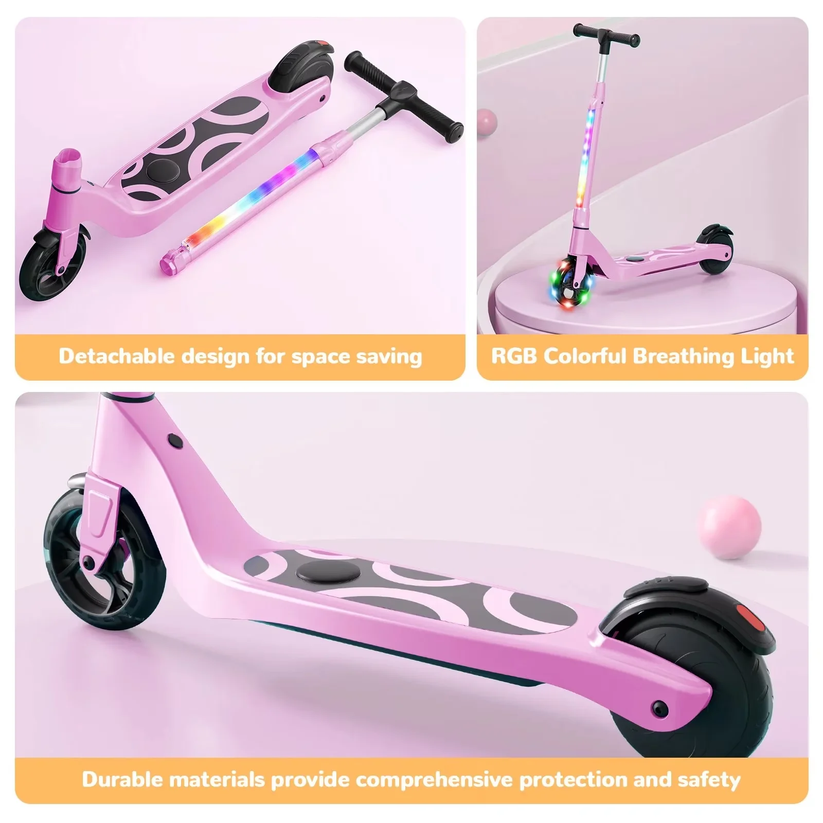 Scooter Stylish with Battery, Lightweight, Electric - Pink Plastic 6-12 Model 647D11