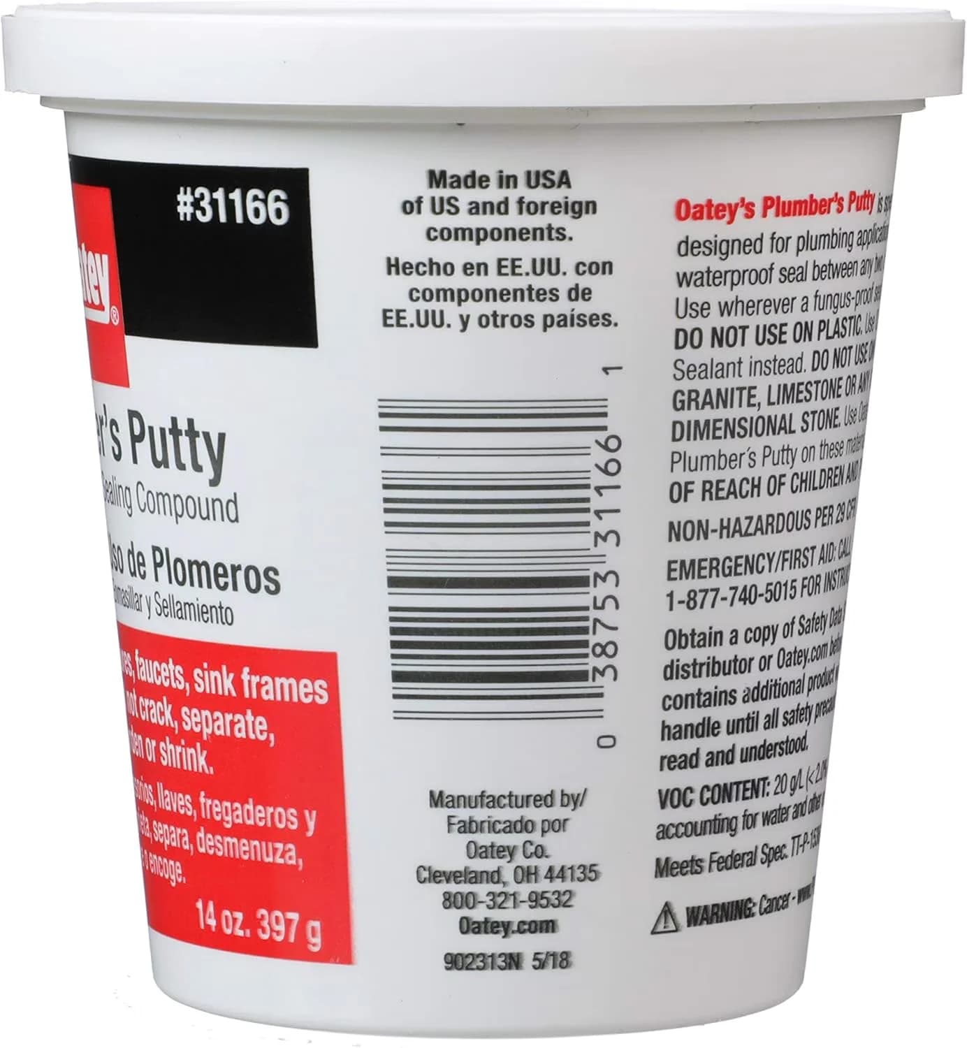 Compact Adhesives Glues In Paint Supplies Tool with Durable, Plumber's Putty Sealing Compound - Beige 14 oz Model B7E313