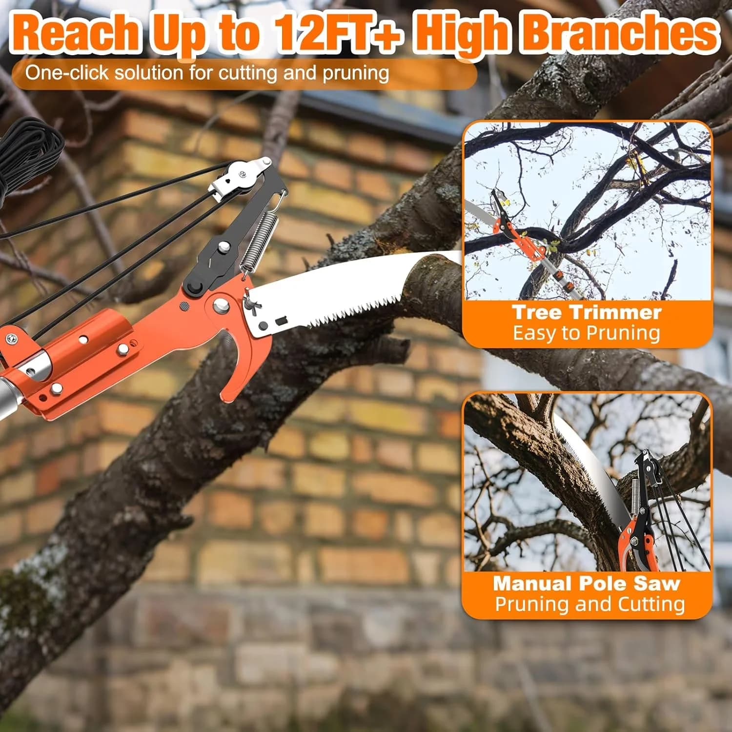 Pole Saw Sleek with Adjustable, 20FT Reach Tree Trimmer, Manual - Modern Design Model B7EDE0
