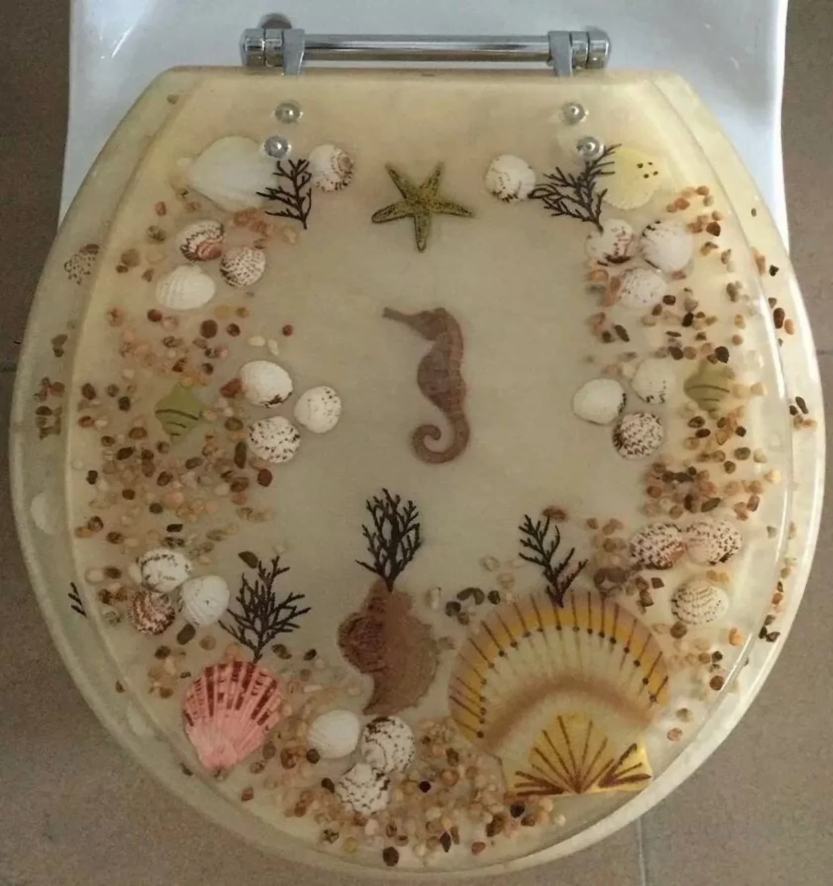 Toilet Seats And Lid Efficient with Easy To Install, Beige Resin Standard Round Hard Seat, Chrome Hinges - Resin Beige Model D580DC