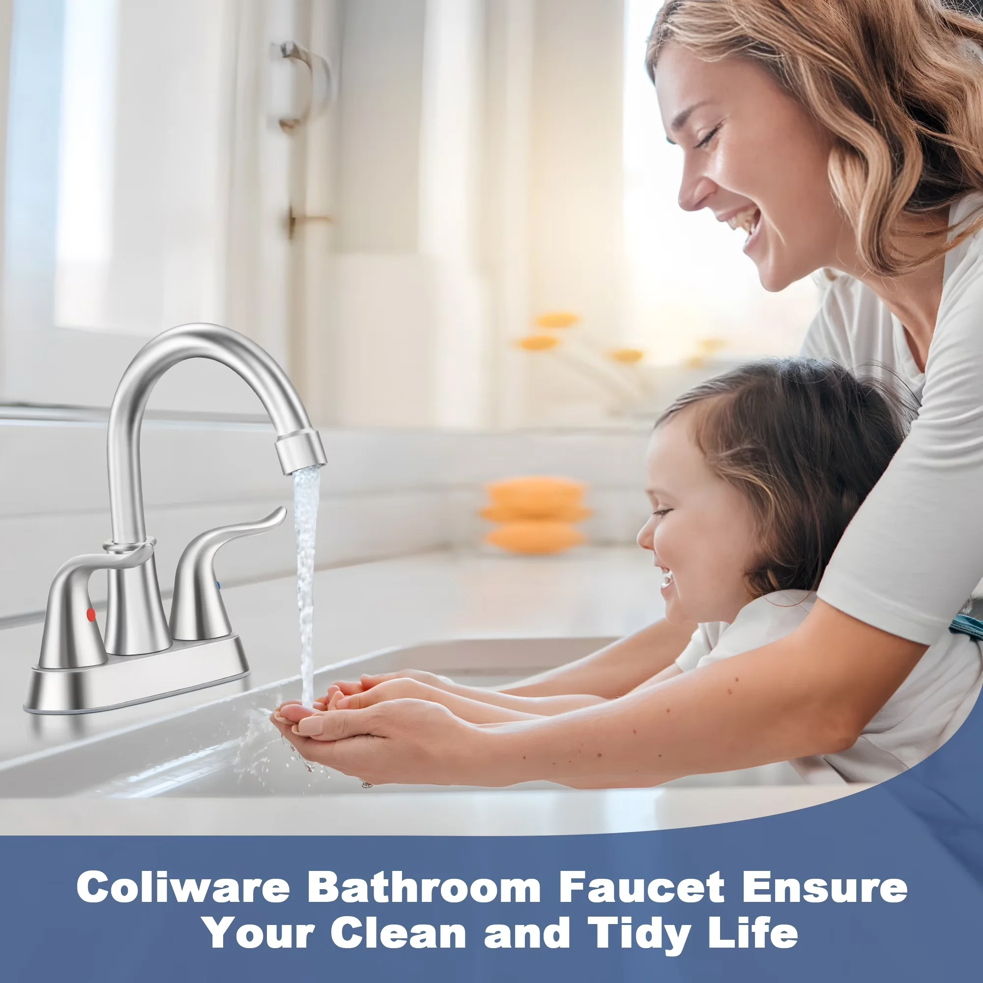 Versatile Plumbing with Bacteria Resistant, 360 Degree Swivel - Stainless Steel for Bathroom Model E2A203