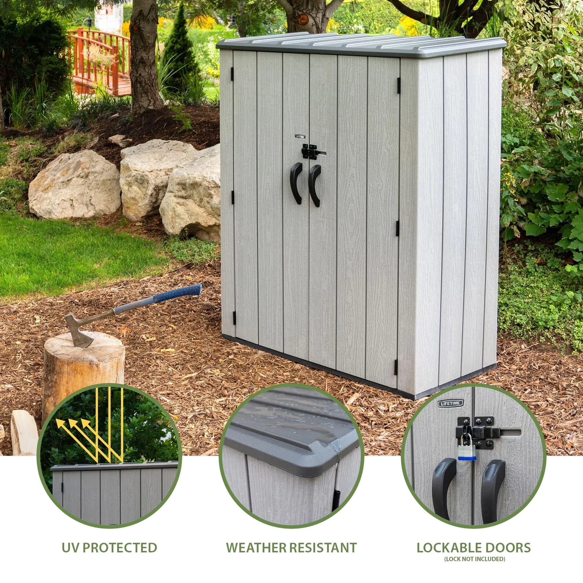 Stylish Shed with 53 cubic feet, Gray () - Gray High Density Polyethylene Model 1D9326