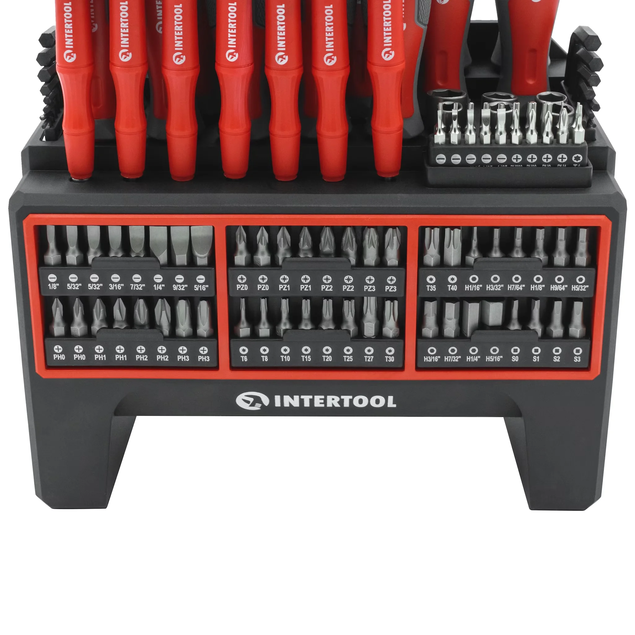 Hand Tool Set Modern with Magnetic, 114-Piece Magnetic Screwdriver, Organizer VT08-3372 - Chrome Vanadium (Crv) Black, Red Model 87E609