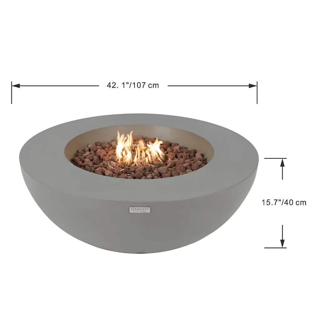 Stylish Outdoor Heating with Electronic Ignition, Elementi Lunar Propane Fire Pit - Gray Concrete - Propane for Outdoor, Patio Model C2DC5A