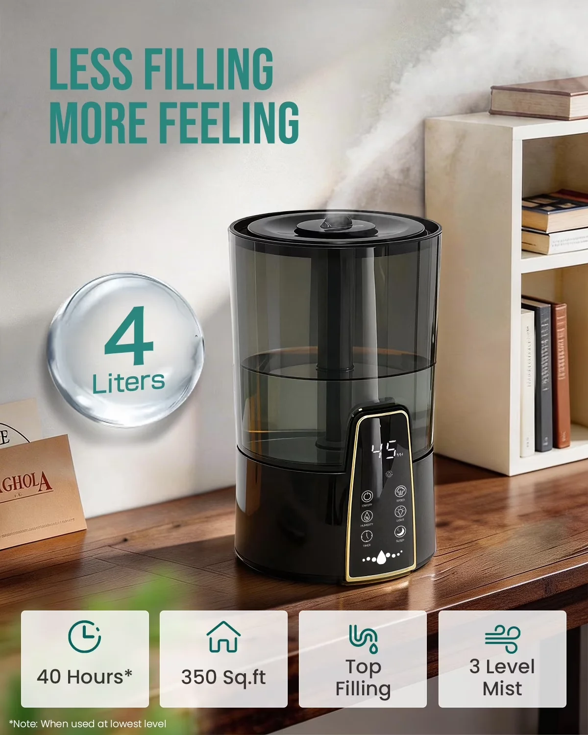 Classic Humidifier with Empty Tank Indicator, Automatic Shut-Off - Black Model FBCA5B