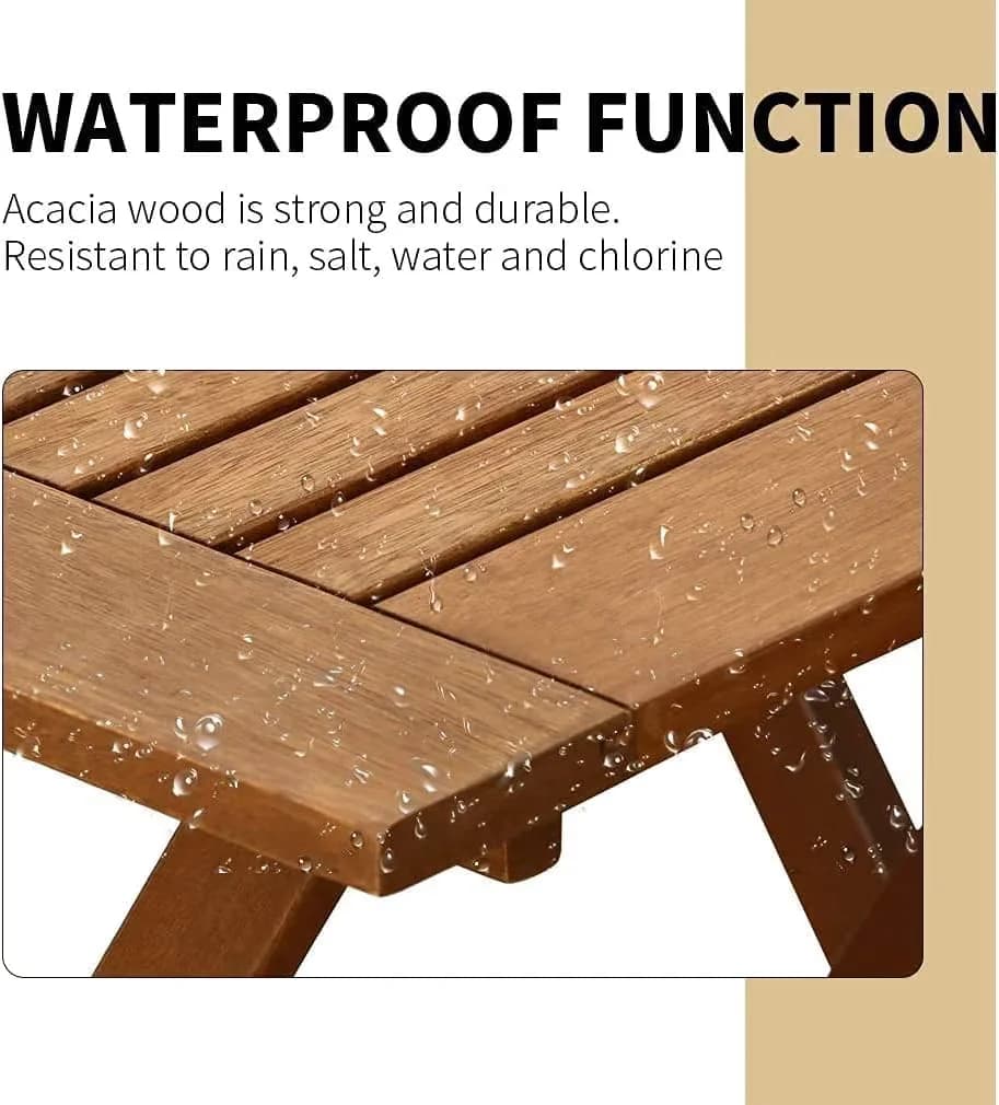 Compact Patio Dining Set with Folding Chairs, Coffee Table Chairs, Outdoor Wood Conversation Modern Bistro - Beige for Garden Model 2C1410
