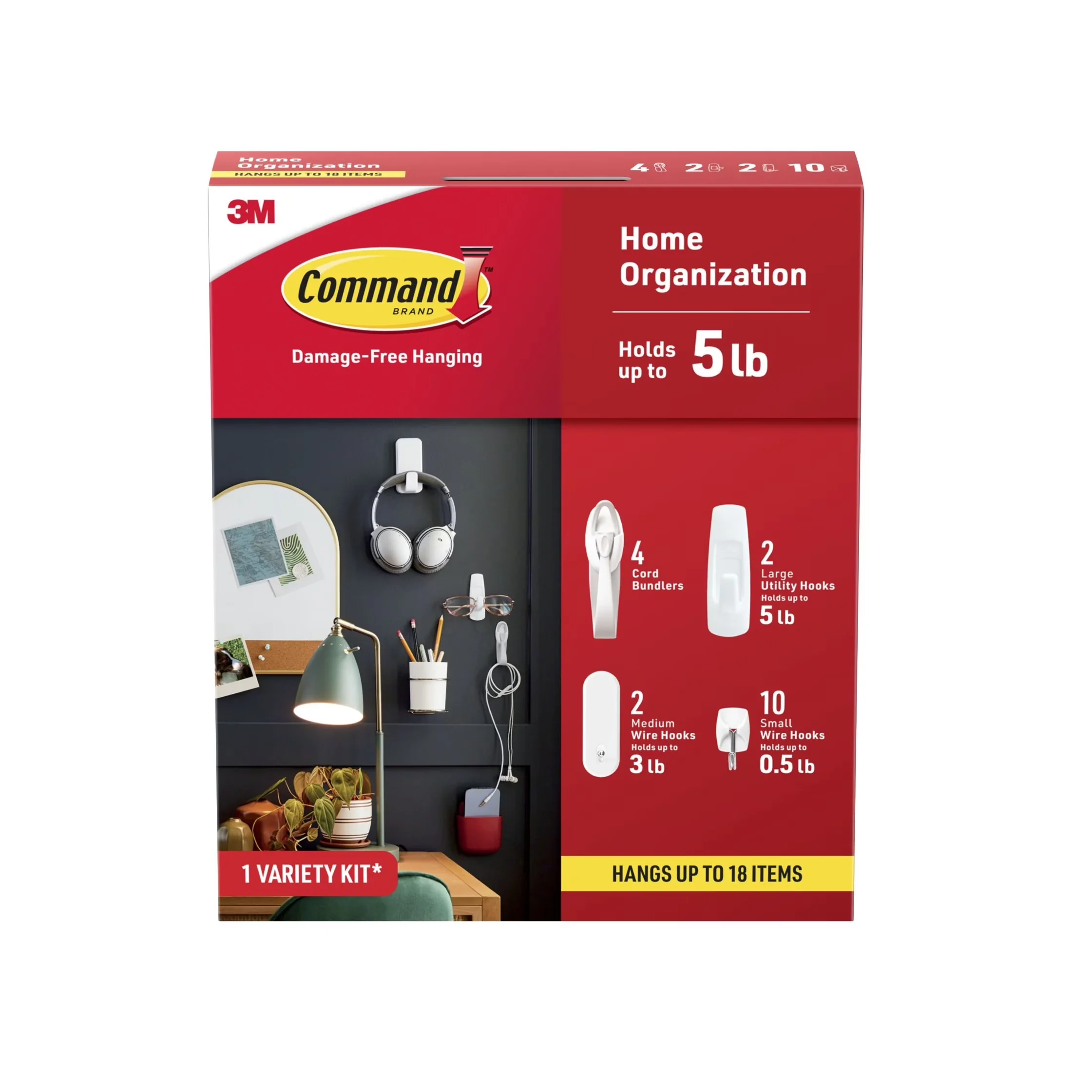 Durable Damage-Free Hanging with Wall-Mountable, Easy Installation, Hangs up to 18 Items - Plastic White Model 888402