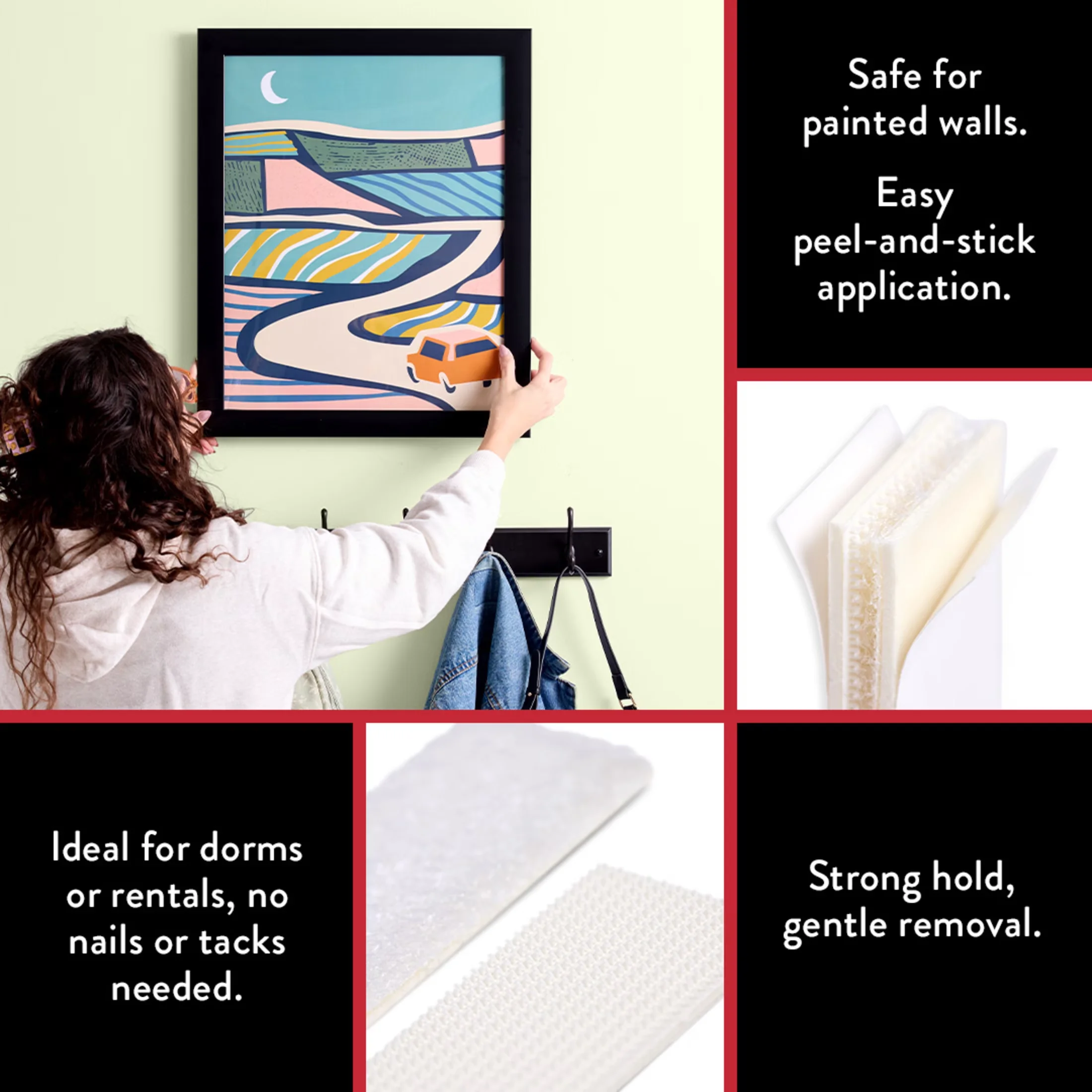 Sleek Damage-Free Hanging with Easy Installation, Strips - S for Small Model 62CE09