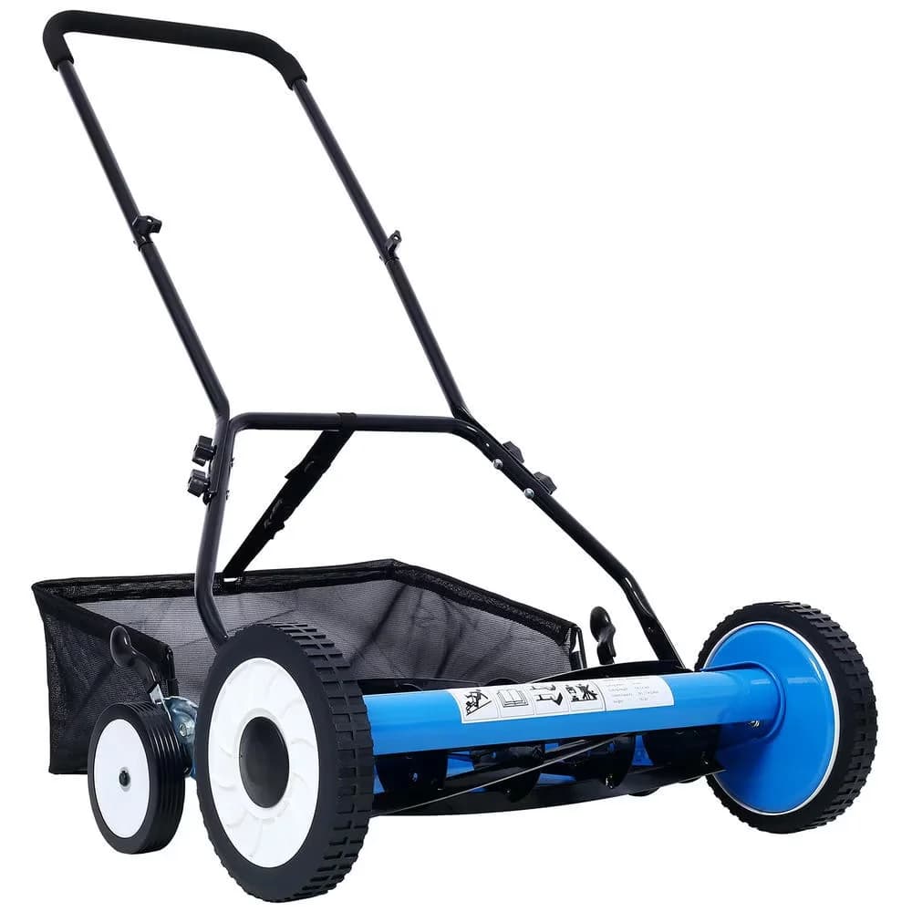 Modern Push Mower with Adjustable, 4 BLUE COLOR, 20-Inch 5-Blade Reel Lawn - Blue Model FF4DC4