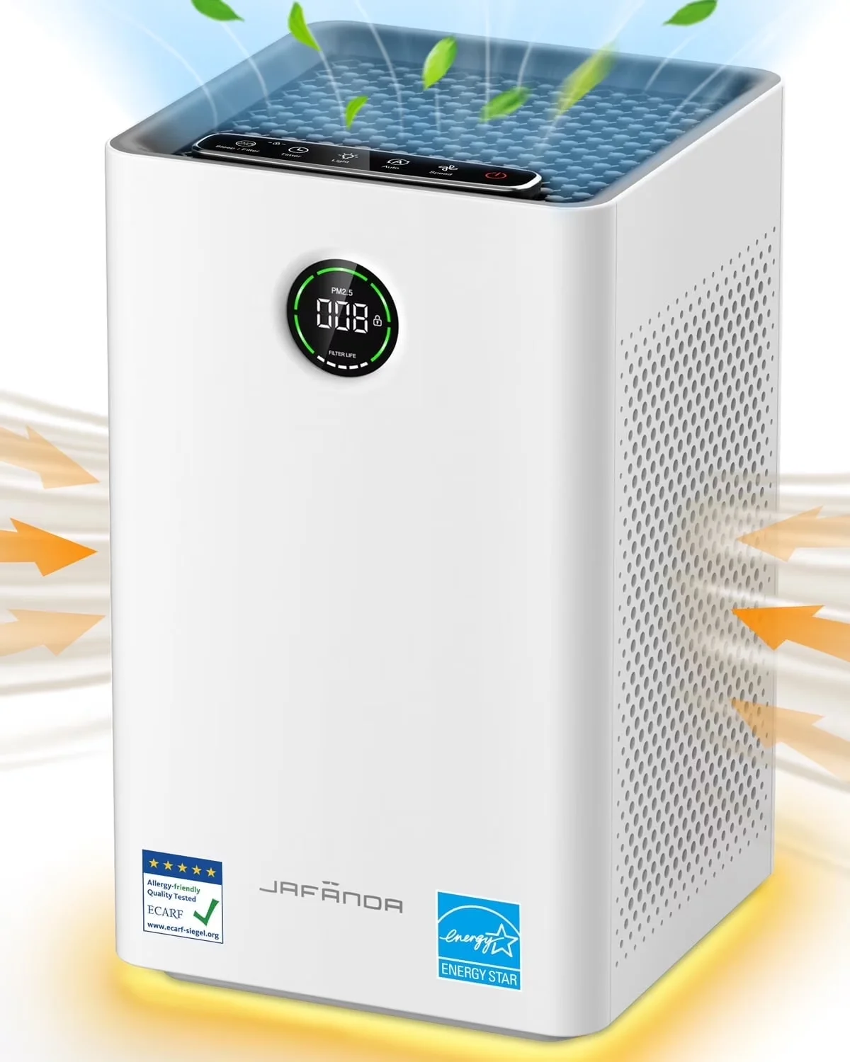 Air Purifier Compact with Smart Technology Capable, Filter Change Indicator - White for Home, Bedroom Model 8DFF1F