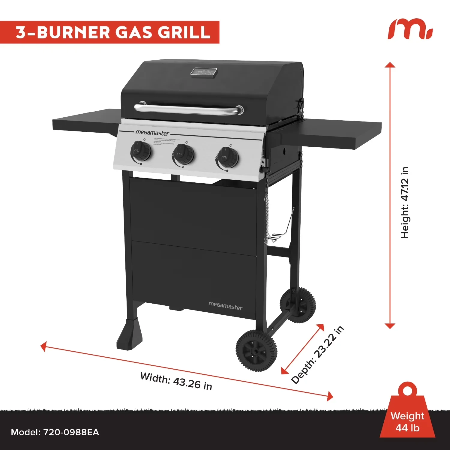 Stylish Gas Grill with Warming Rack, 429.81 sq. in. Cooking Space - Steel Silver Model A03893