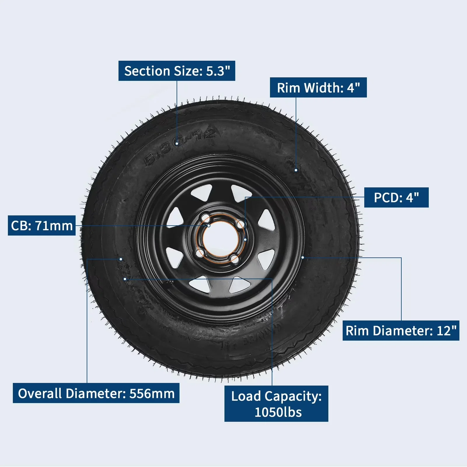 Stylish Trailer Tire with Puncture Resistant - 30-12 for Multiple Applications Model 984AE2