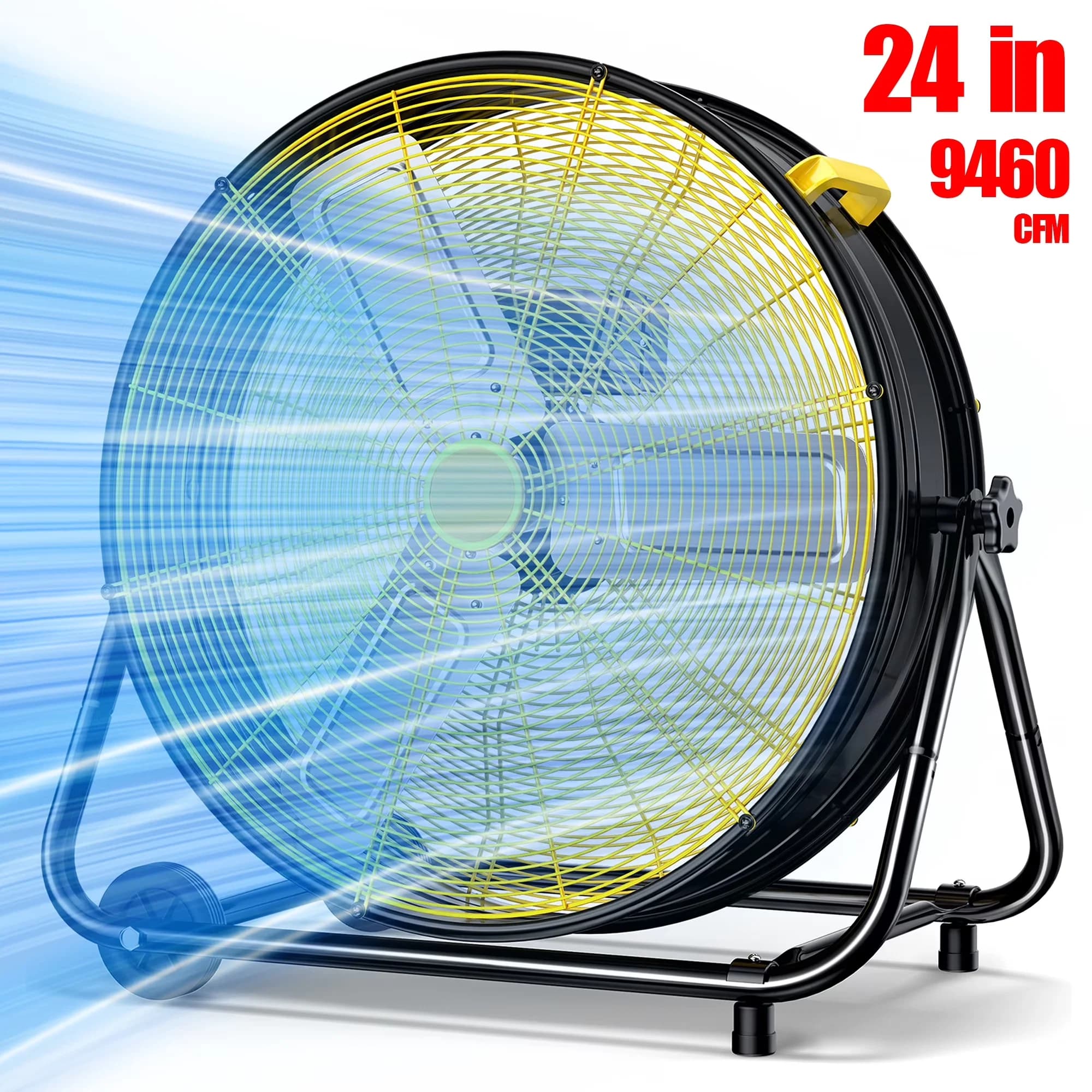 Fans In Cooling Quality with Adjustable Height, 24 inch Industrial Drum Fan - Metal for Outdoor, Patio Model 4D38B1