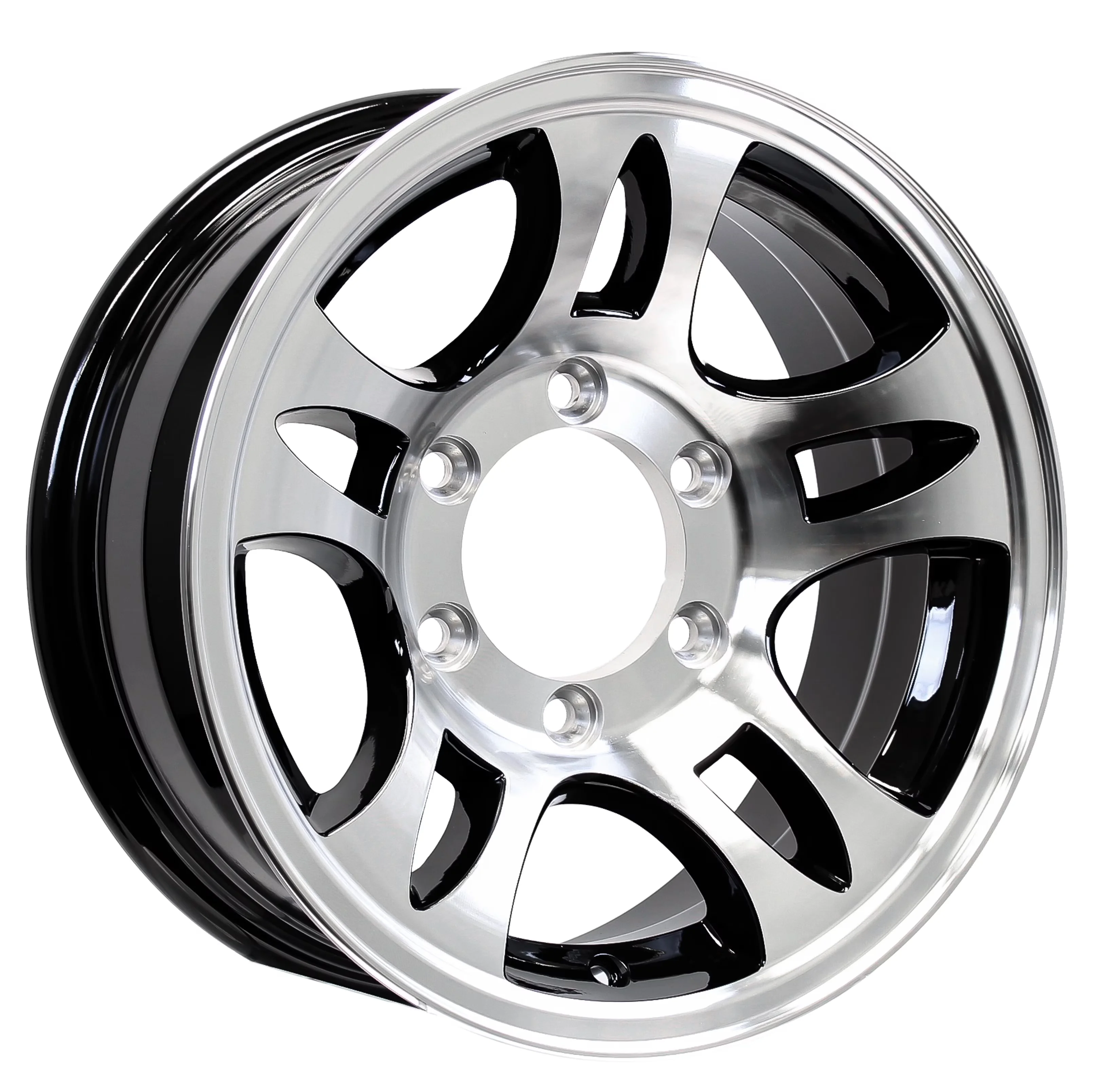 Versatile Wheels And Rim with Offset: 0", Rim Size: 15" X 6", Center Bore: 3.75" - Black Aluminum Model C2F252