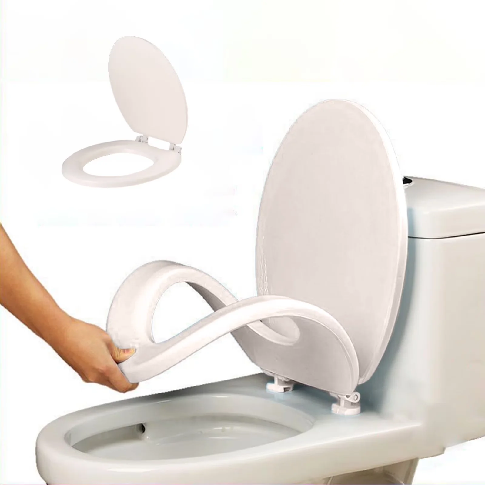 Toilet Seats And Lid Sleek with Easy Installation - White Plastic - Space-Saving Design Model 4D1AAF