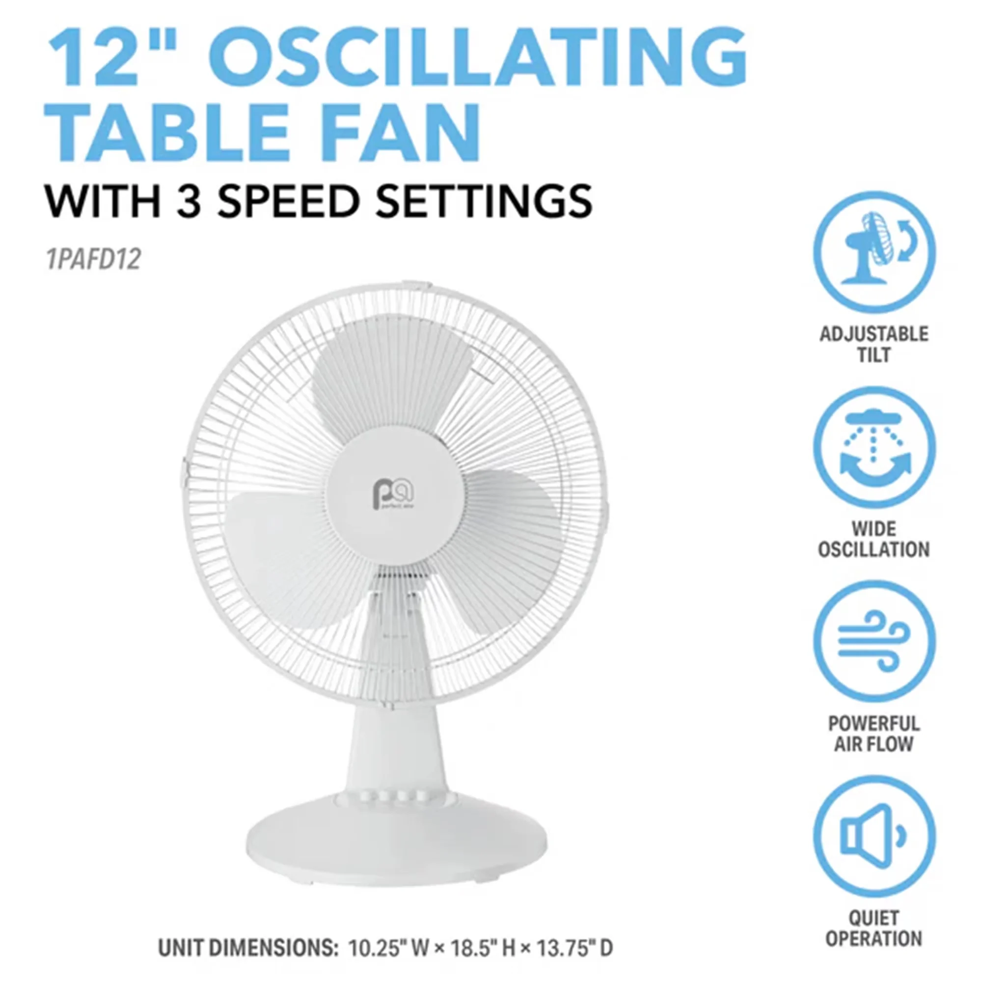 Compact Fans In Cooling with Oscillating, Ultra-quiet oscillating table fan - White Plastic Model 4B322B