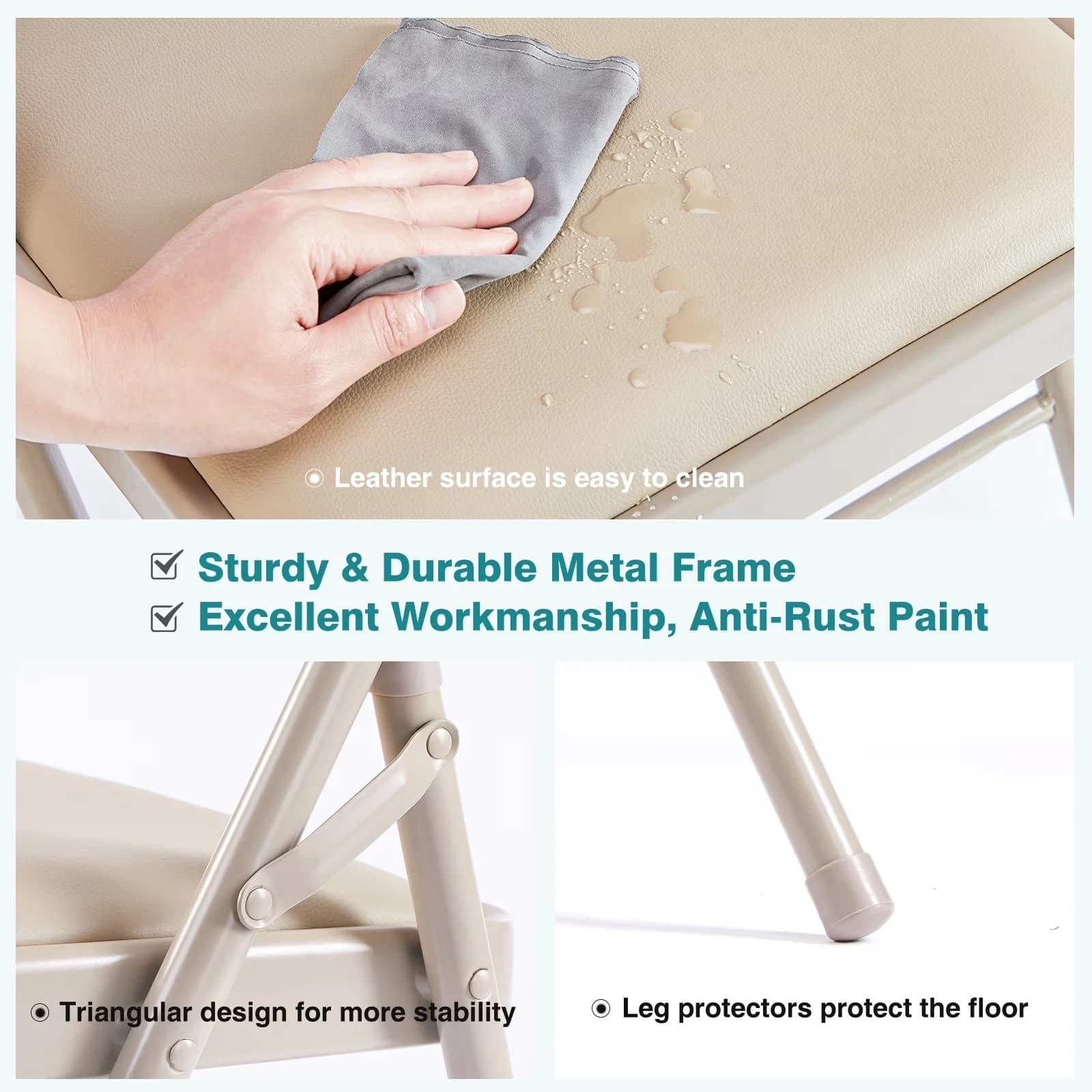 Patio Chair Sleek with Padded, High-Density Padding, 10 Pack Folding - Khaki Model 05AE80