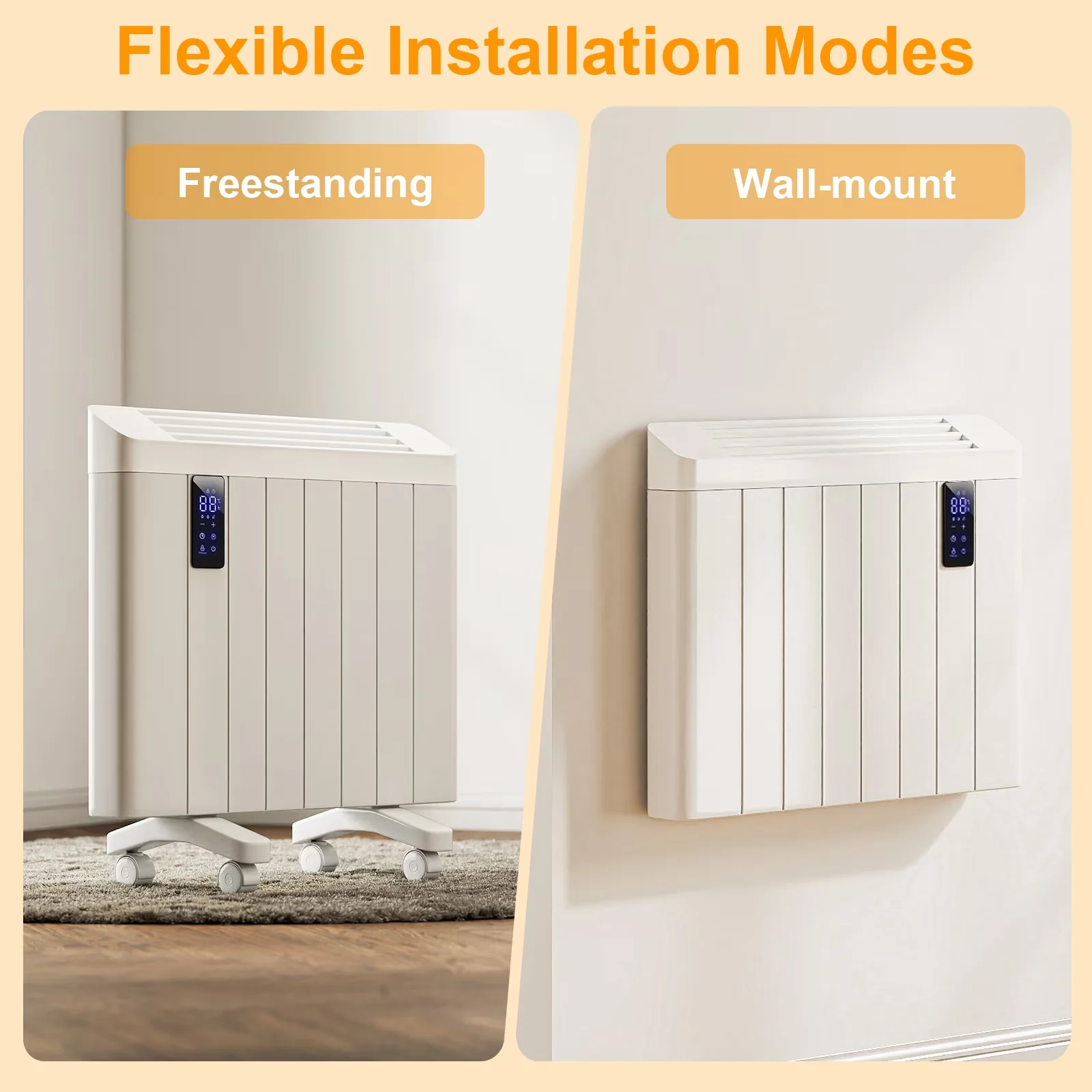 Durable Portable And Electric Space Heater with LED, 800W, Easy To Clean - White for Indoor Model 3CB24C