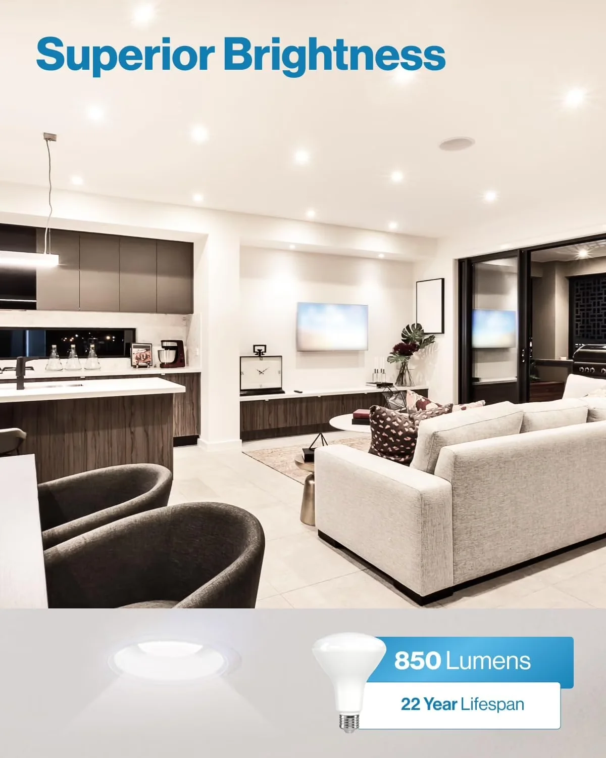 Novelty Light Versatile with LED, 11W, Sunco 6 Pack BR30 Bulbs LED for Home, Kitchen - Model DFE13B