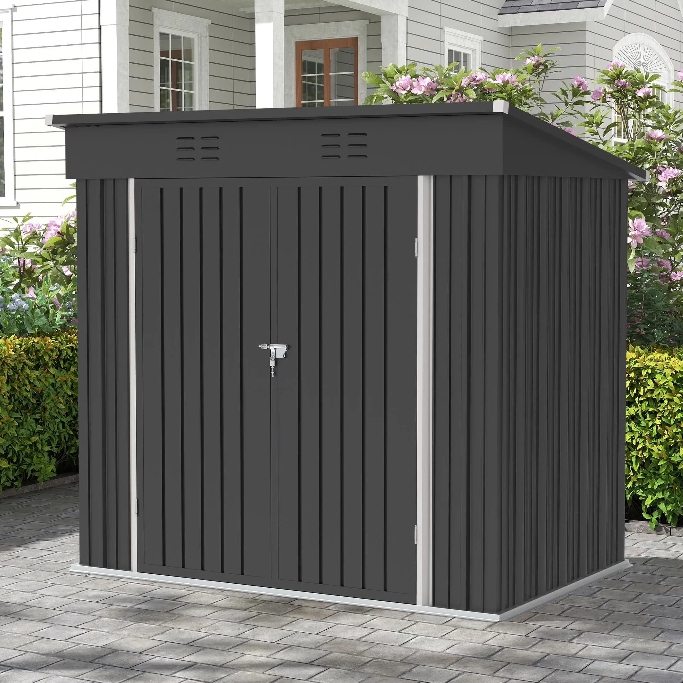 Innovative Shed with Paintable, Uv Resistant, Clearance Storage - Metal Gray for Garage Model 62B6B3