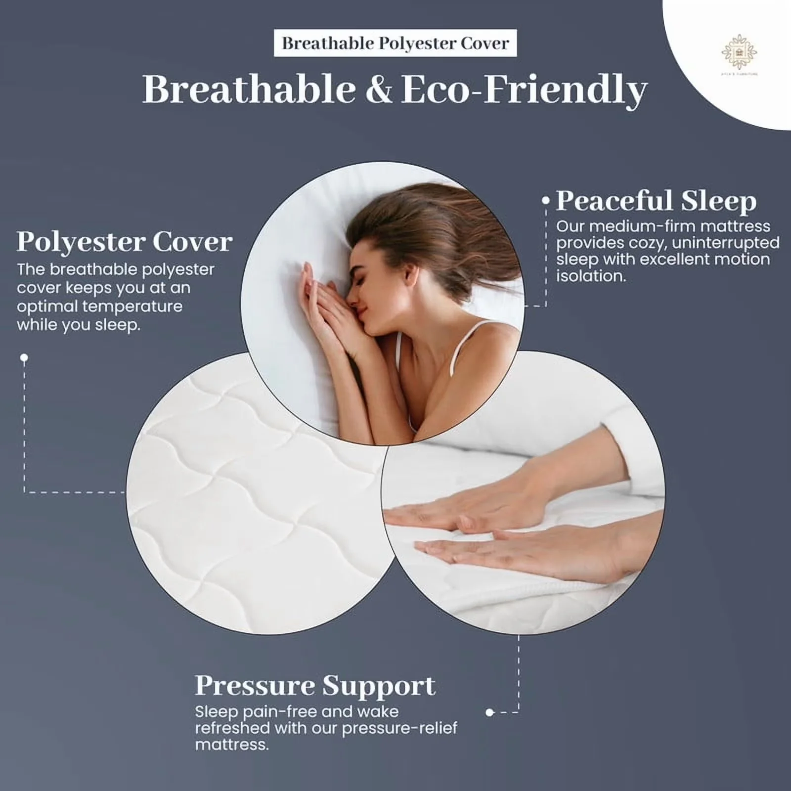 Stylish Mattresses Accessory with 10 Inch Queen Mattress, High Density & Premium Comfort Cold Foam - White Abs710_V2-Queen Model A75D3A