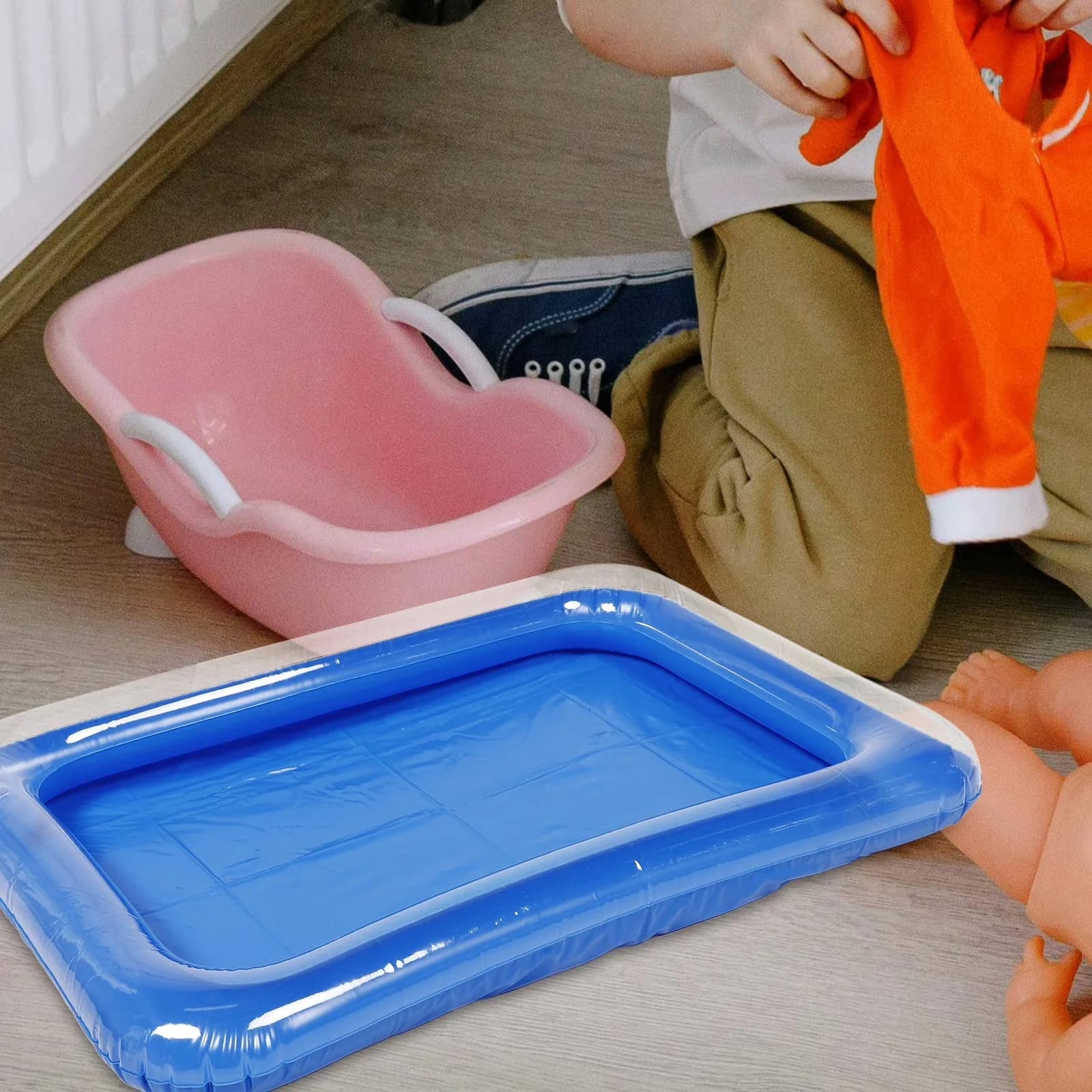 Inflatable Pool Essential with mini pool-1-chilled serving tray, Mini Swimming Transparent Blue - Blue for Outdoor Model 530BA2