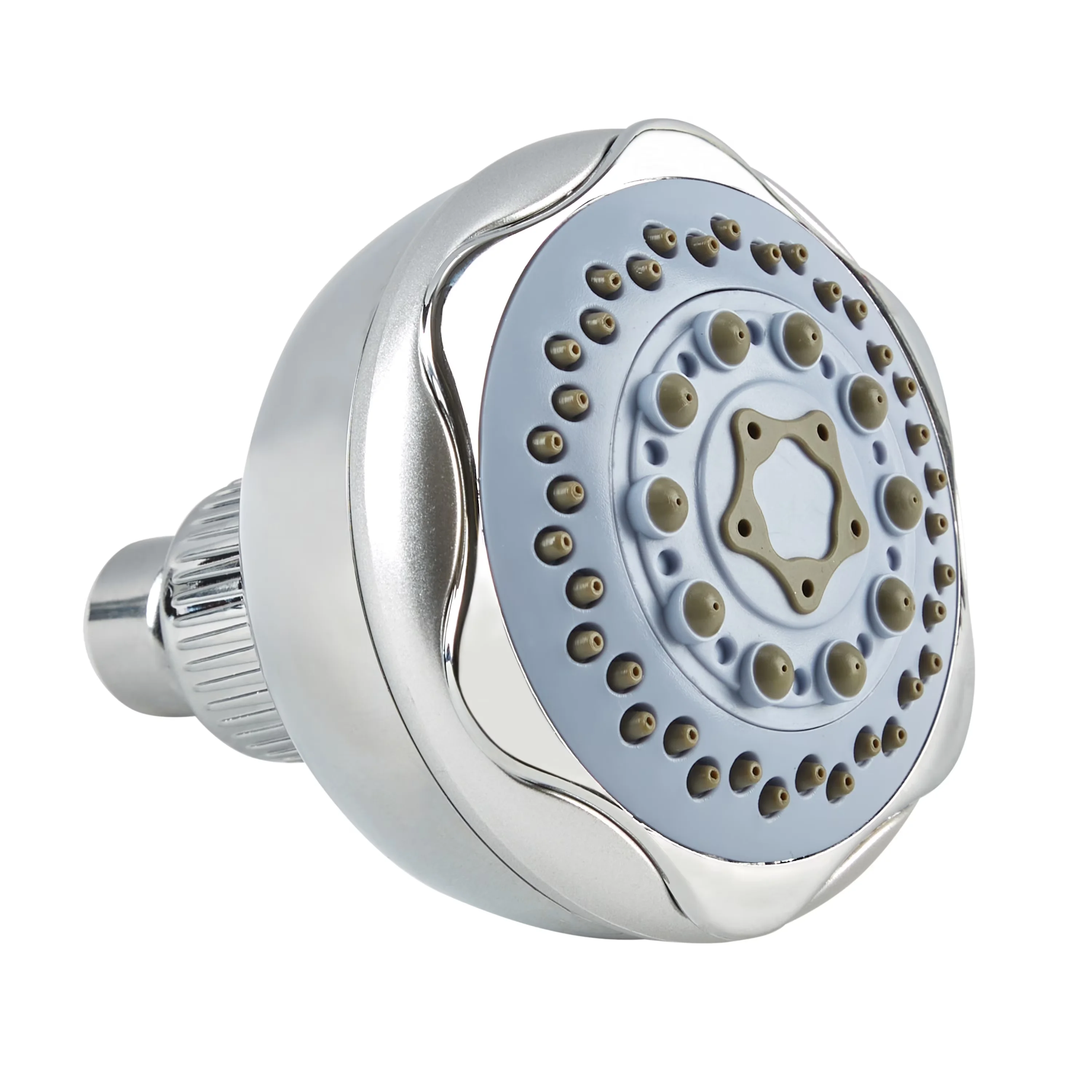 Premium Shower Head with No tools required, silicon tape included, Clog resistant silicon jets - Silver Brass Model 9090A5
