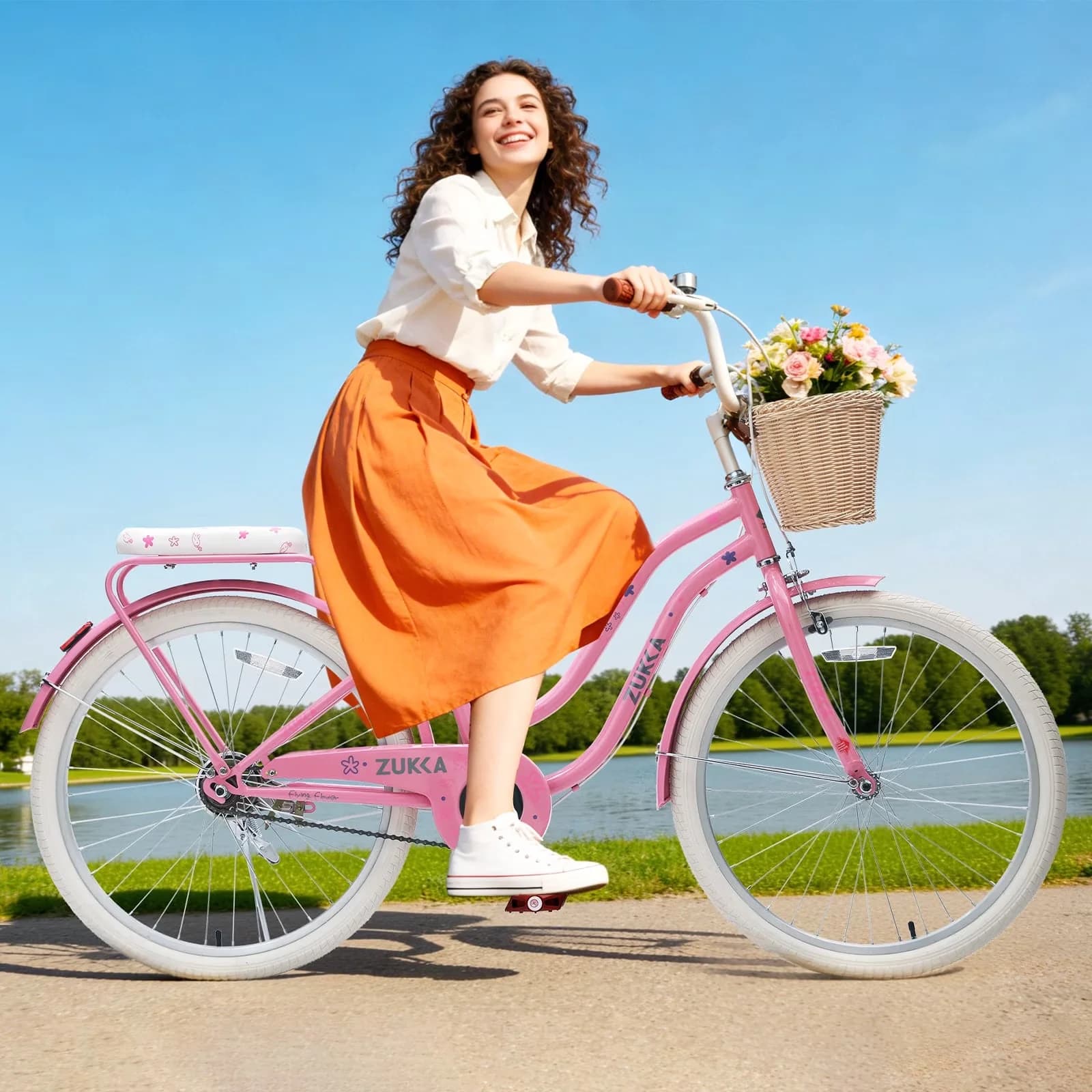 Cruiser Bike Modern with Adjustable Seat, Adjustable Height, 24" - Pink Model 3D54F3