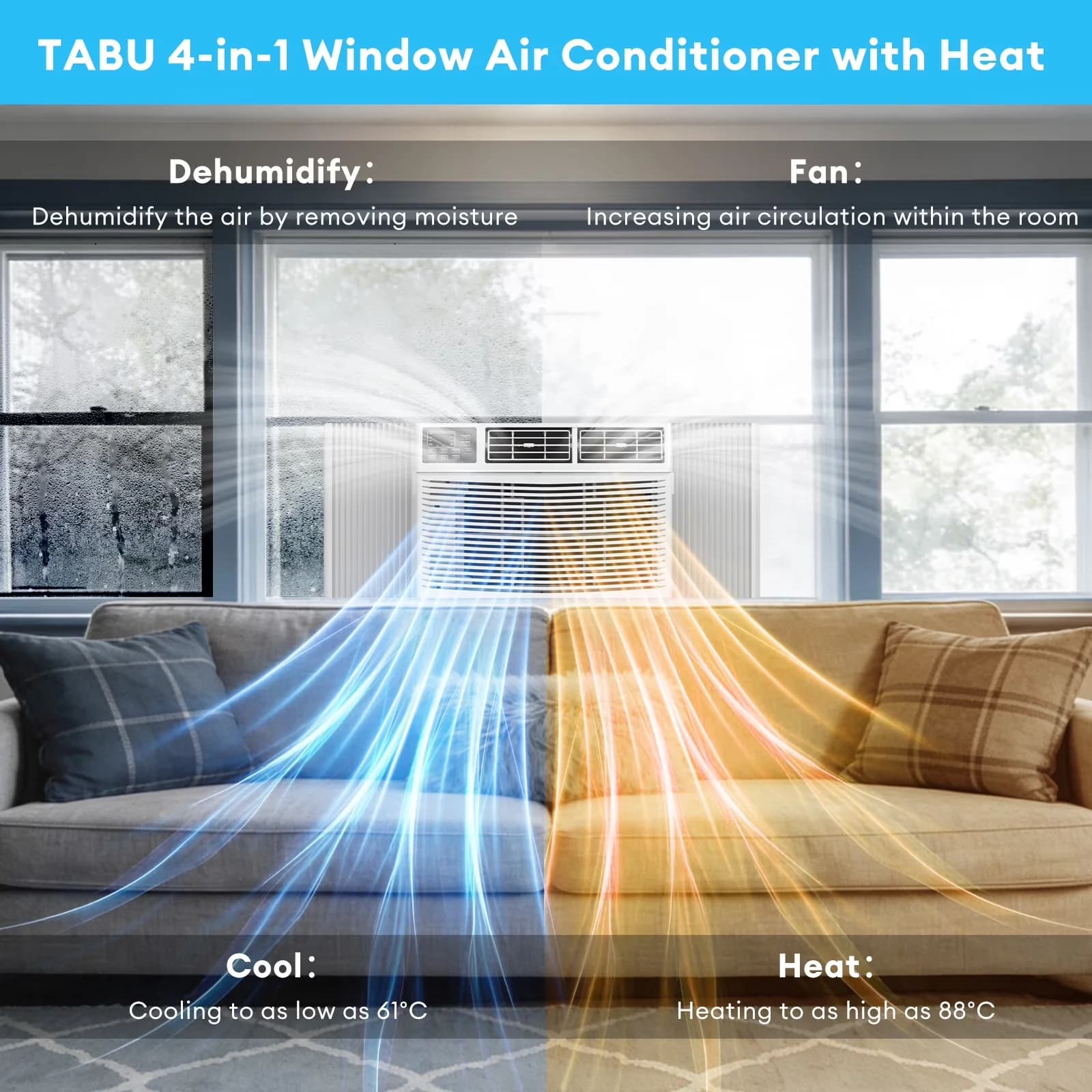 Air Conditioner Stylish with 18000 BTU, Timer, Energy Efficient - White Model 49DB1F