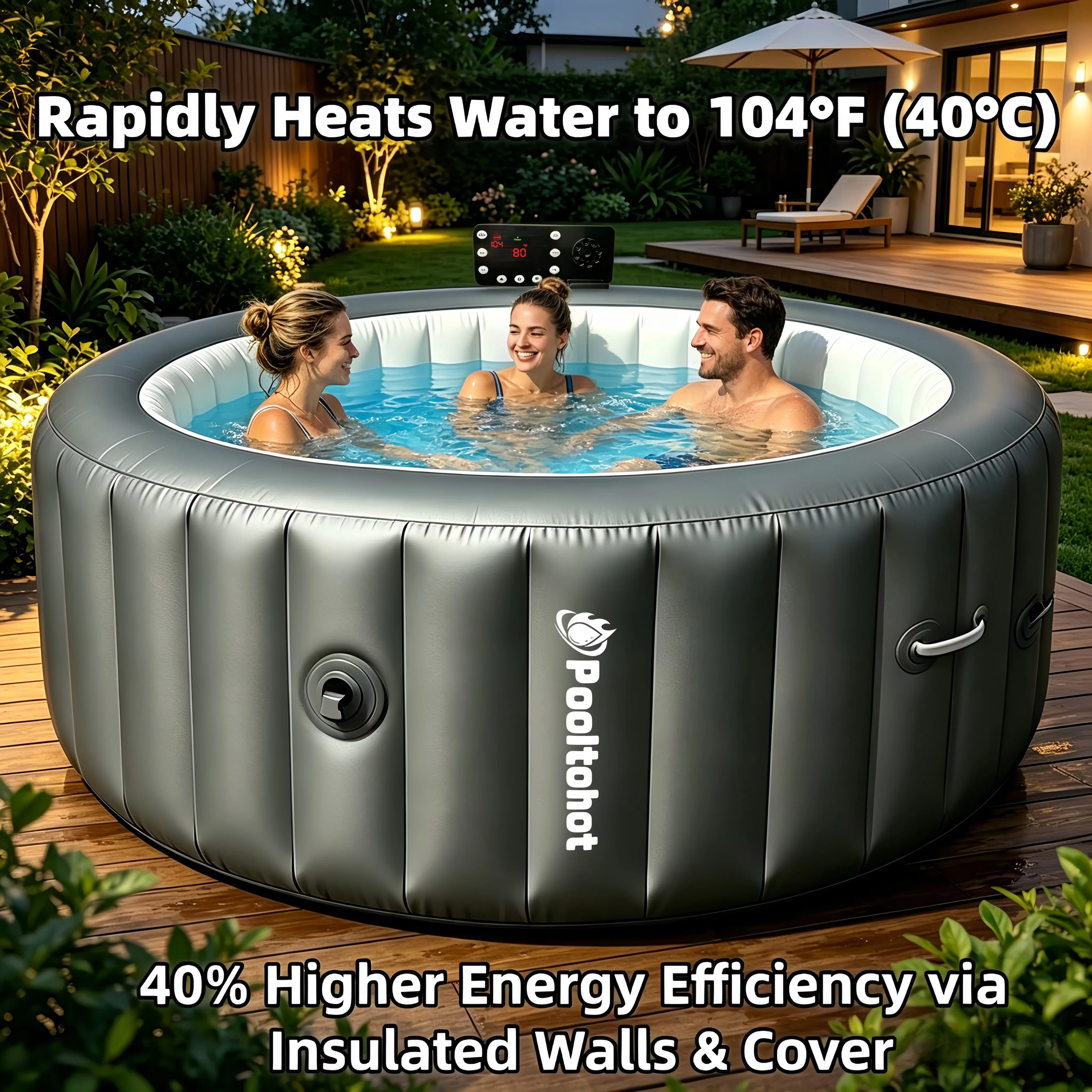 Modern Hot Tub with Energy Efficient, Insulated, Inflatable - 2-4 for Everyday Use Model 71E960