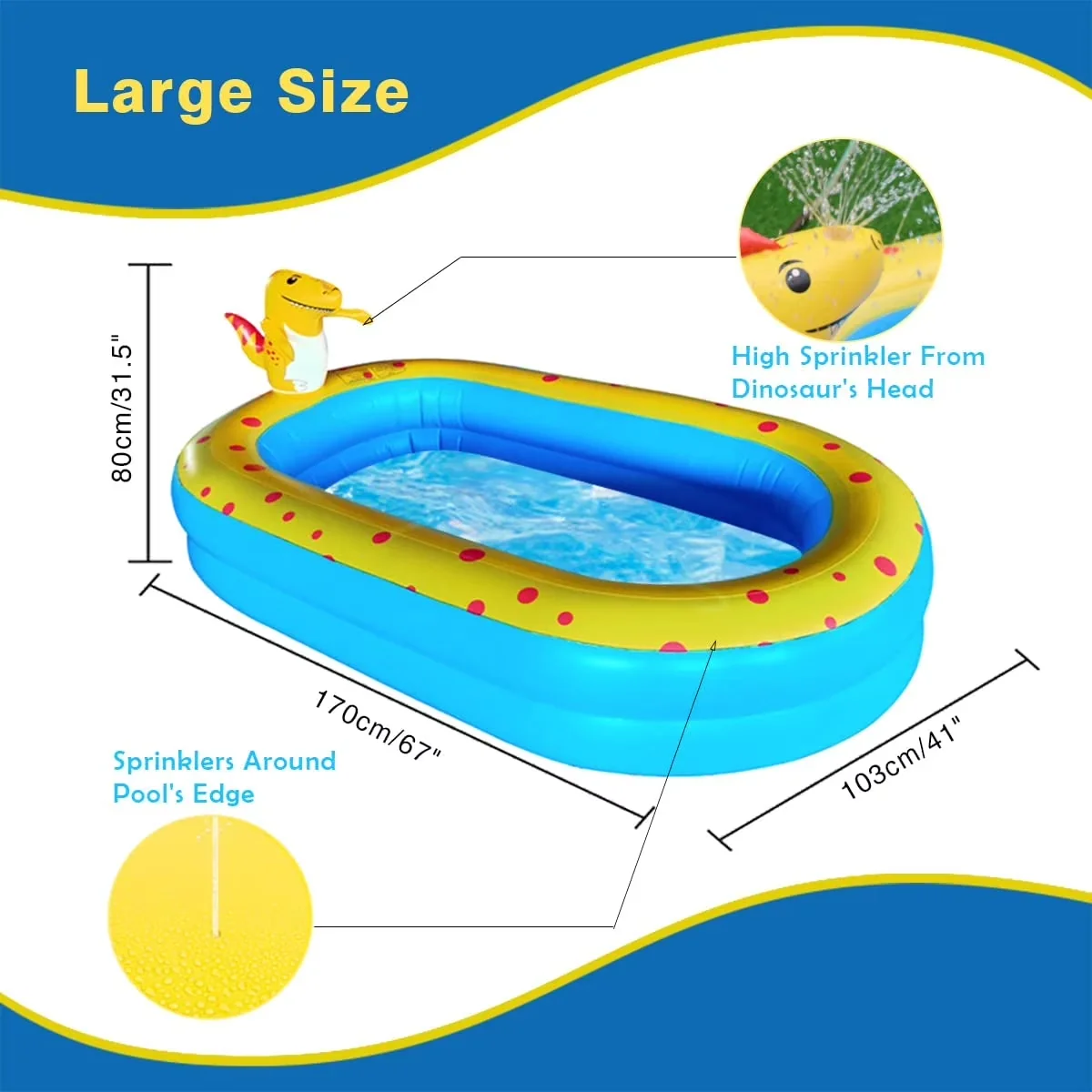 Essential Inflatable Pool with Material: PVC, Weight: 4.25 lbs, Dinosaur - Blue Model 40B087