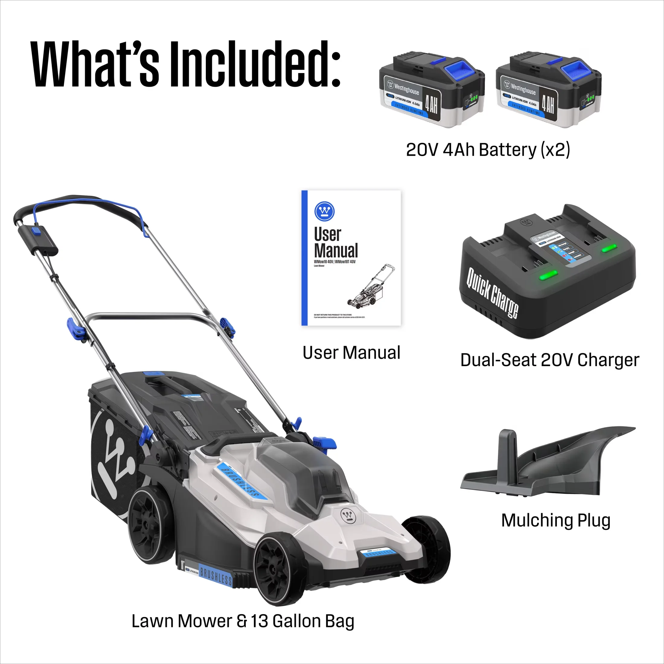 Push Mower Sleek with Battery, 40V, 6 Height Positions - Black - Long-Lasting Performance Model 28AF09